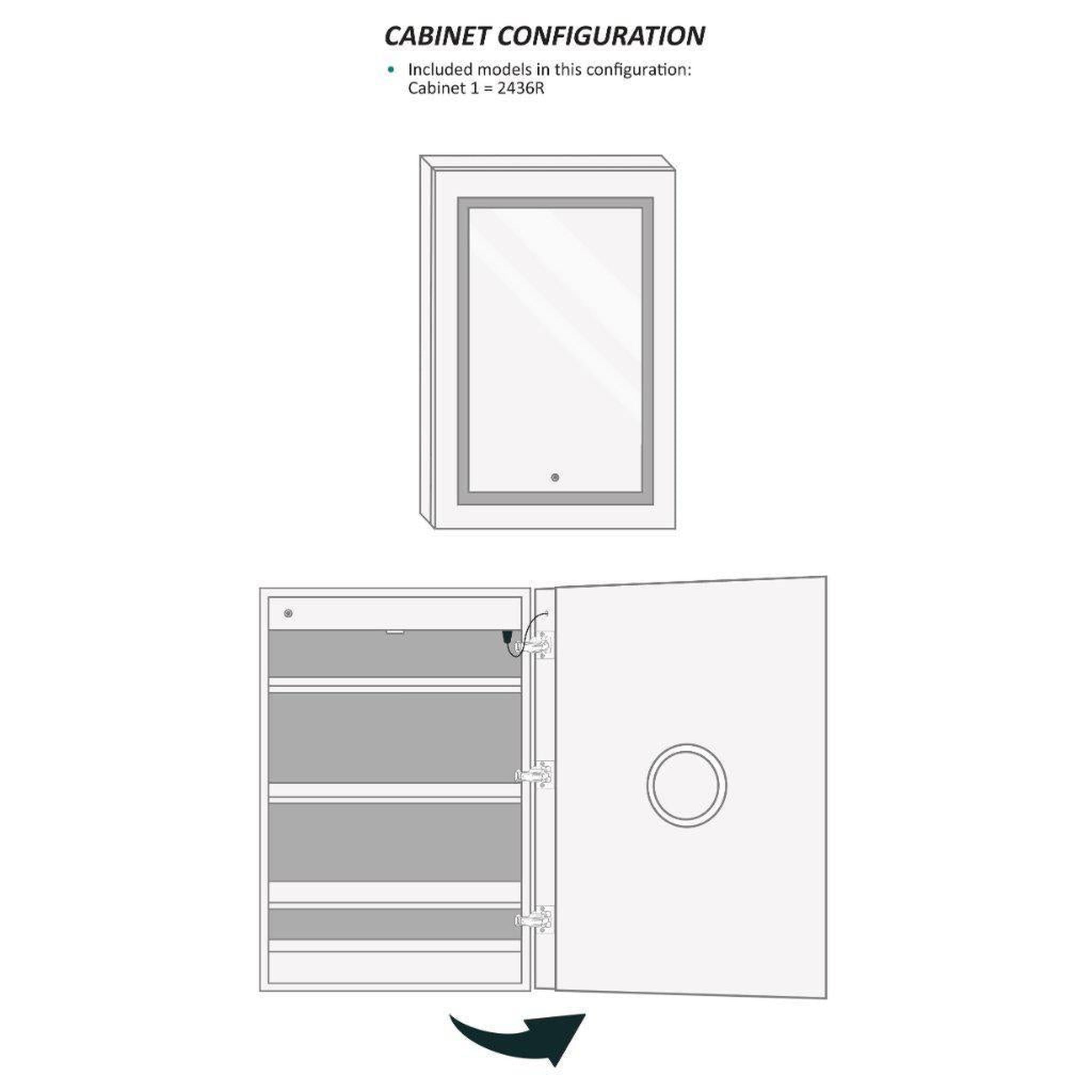 Krugg Reflections, Krugg Reflections Svange 24" x 36" 5000K Single Right Opening Rectangular Recessed/Surface-Mount Illuminated Silver Backed LED Medicine Cabinet Mirror With Built-in Defogger, Dimmer and Electrical Outlet