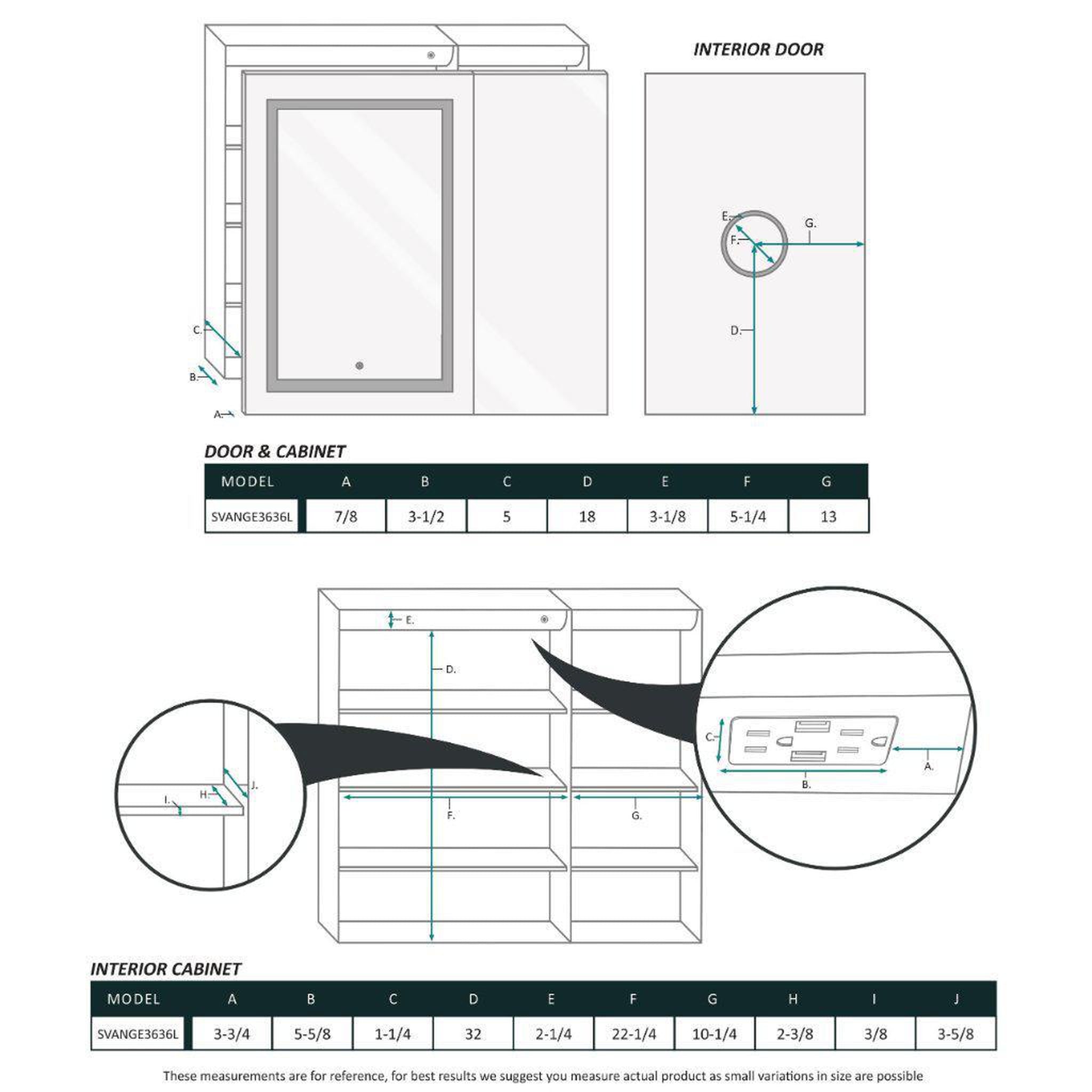 Krugg Reflections, Krugg Reflections Svange 36" x 36" 5000K Single Bi-View Left Opening Recessed/Surface-Mount Illuminated Silver Backed LED Medicine Cabinet Mirror With Built-in Defogger, Dimmer and Electrical Outlet