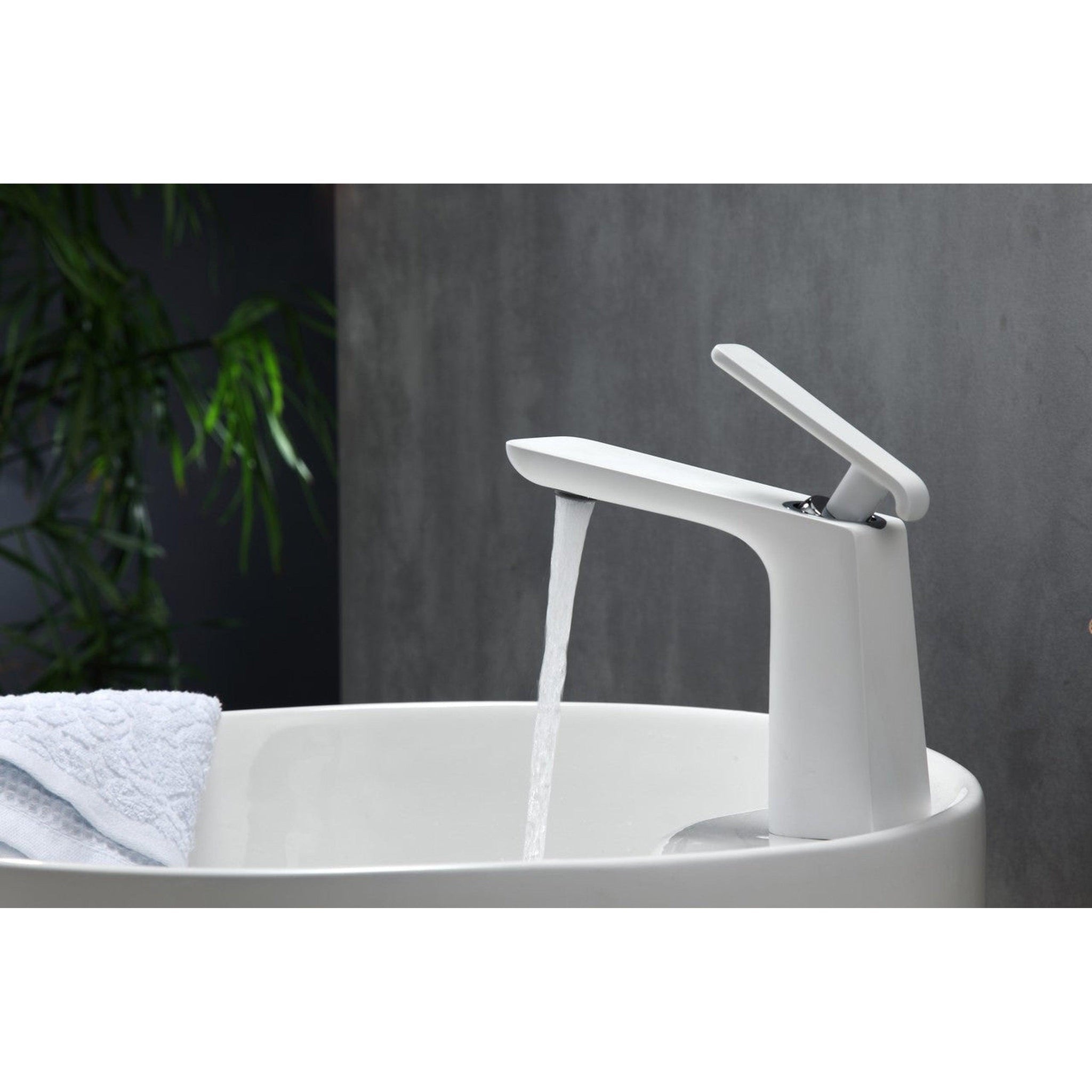 KubeBath, KubeBath Aqua Adatto 7" Single Hole Matte White Bathroom Faucet