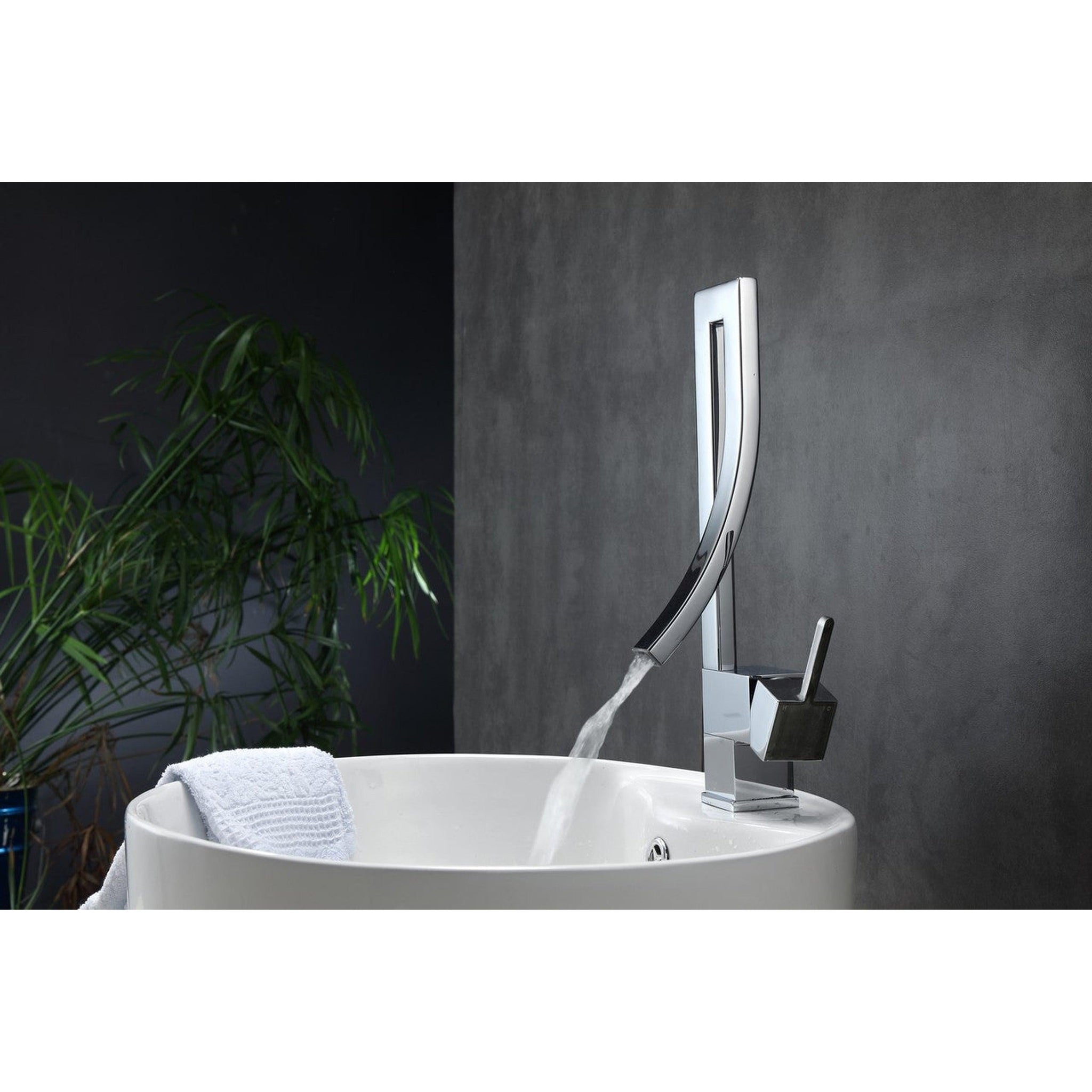 KubeBath, KubeBath Aqua Elegance 14" Single Hole Polished Chrome Wide Spread Bathroom Faucet