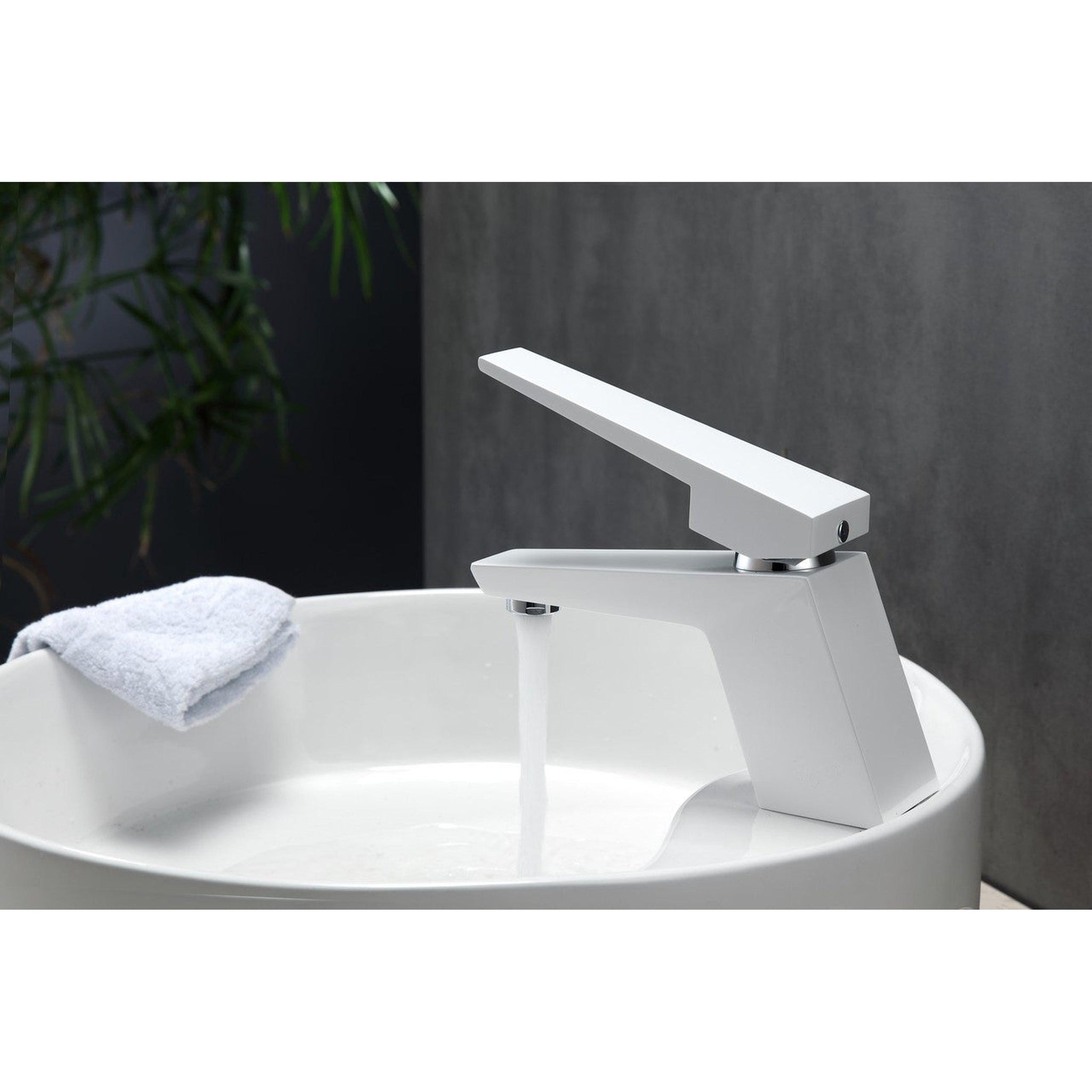 KubeBath, KubeBath Aqua Siza 5" Single Hole Matte White Modern Bathroom Faucet