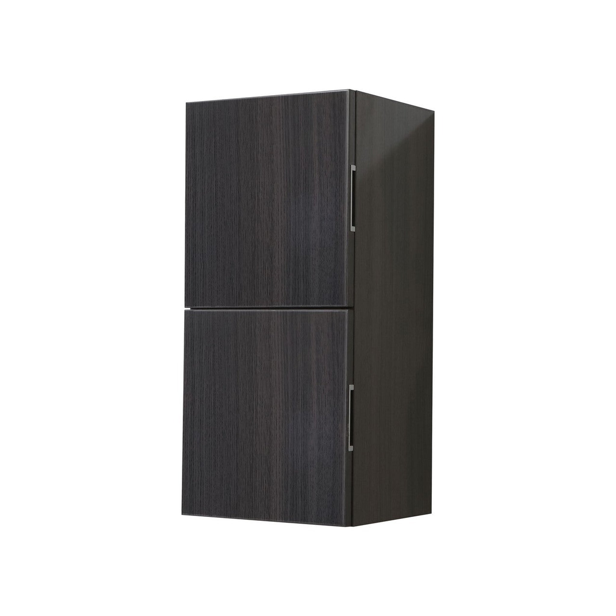 KubeBath, KubeBath Bliss 12"x 28" High Gloss Gray Oak Wood Veneer Linen Side Cabinet With Two Storage Areas
