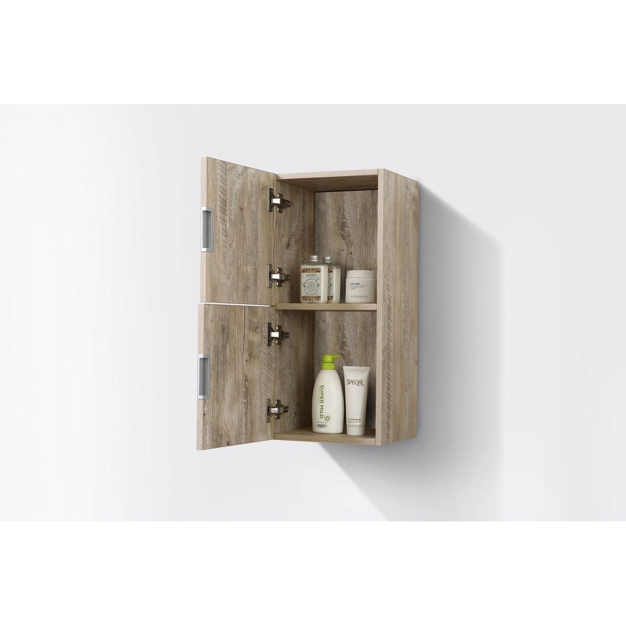 KubeBath, KubeBath Bliss 12"x 28" Nature Wood Linen Side Cabinet With Two Storage areas