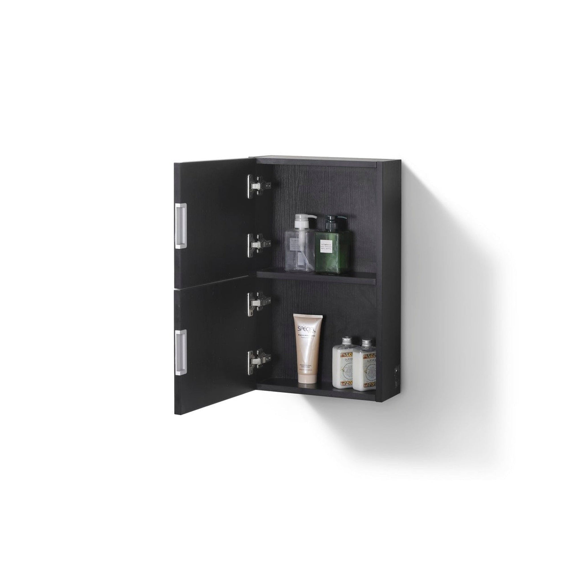 KubeBath, KubeBath Bliss 14" x 24" Black High Linen Wooden Side Cabinet With Two Storage Areas