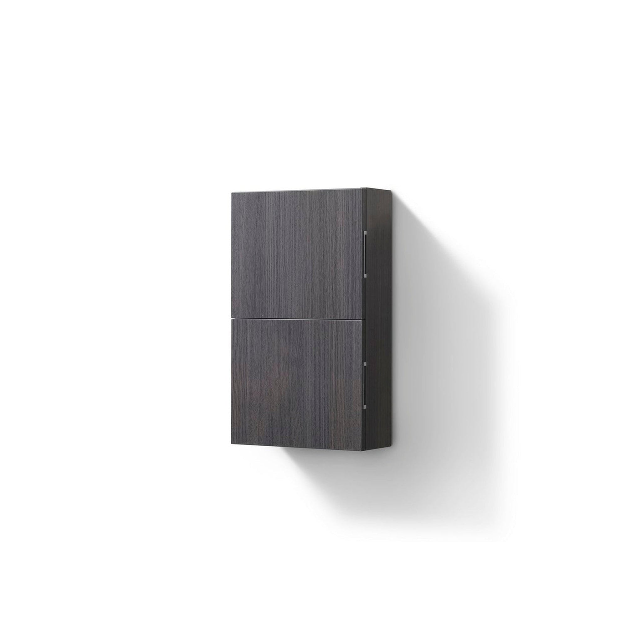 KubeBath, KubeBath Bliss 14"x 24" High Gloss Gray Oak Wood Veneer Linen Side Cabinet With Two Storage Areas