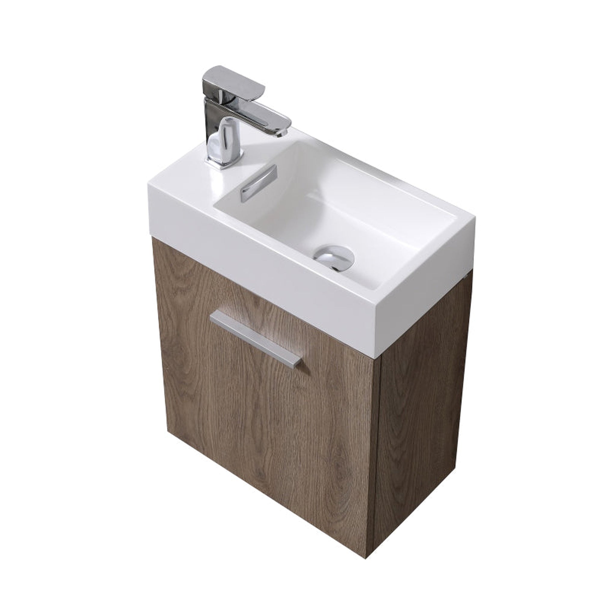 KubeBath, KubeBath Bliss 18" Butternut Wall-Mounted Modern Bathroom Vanity With Single Integrated Acrylic Sink With Overflow