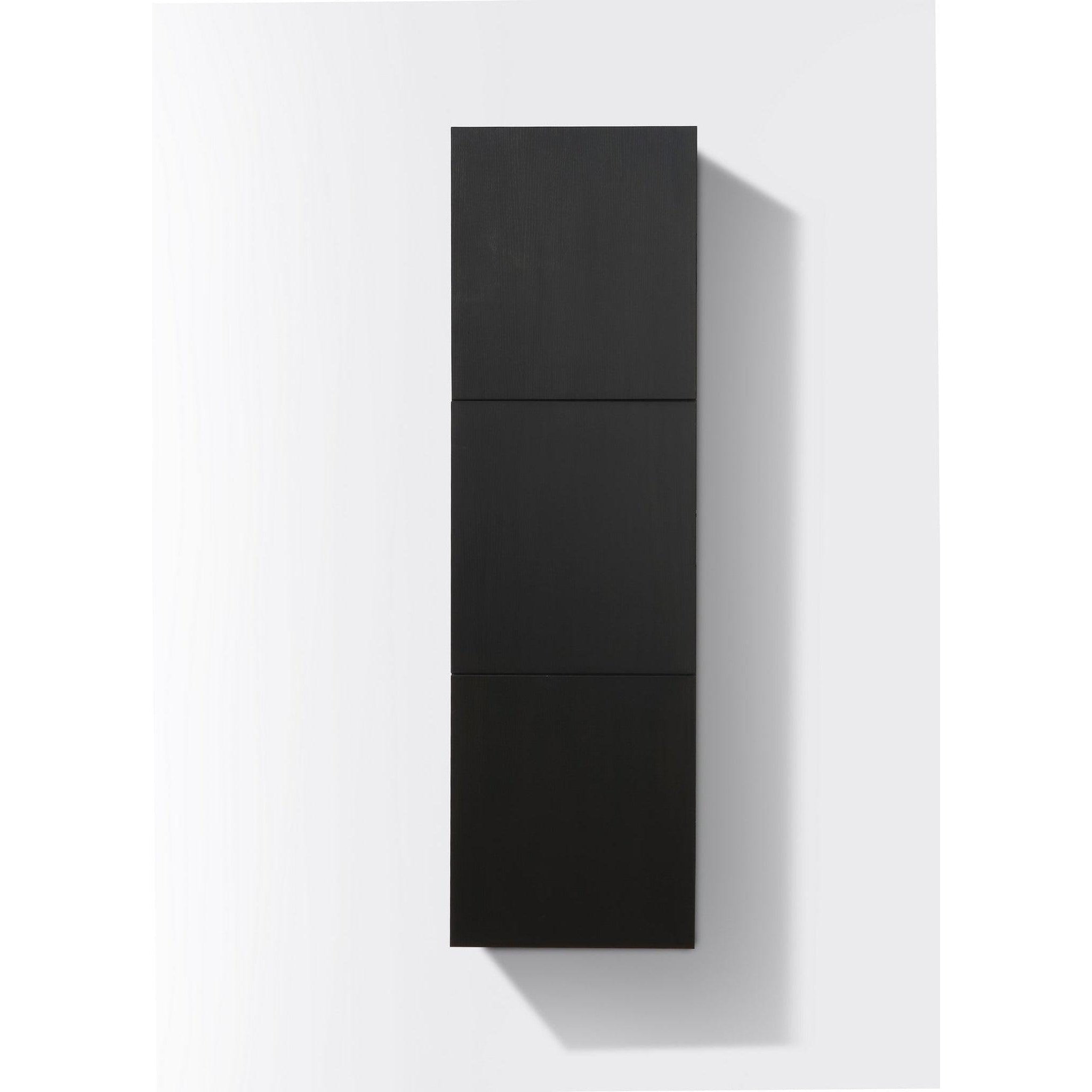 KubeBath, KubeBath Bliss 18" x 59" Black High Linen Wooden Side Cabinet With Three Storage Areas