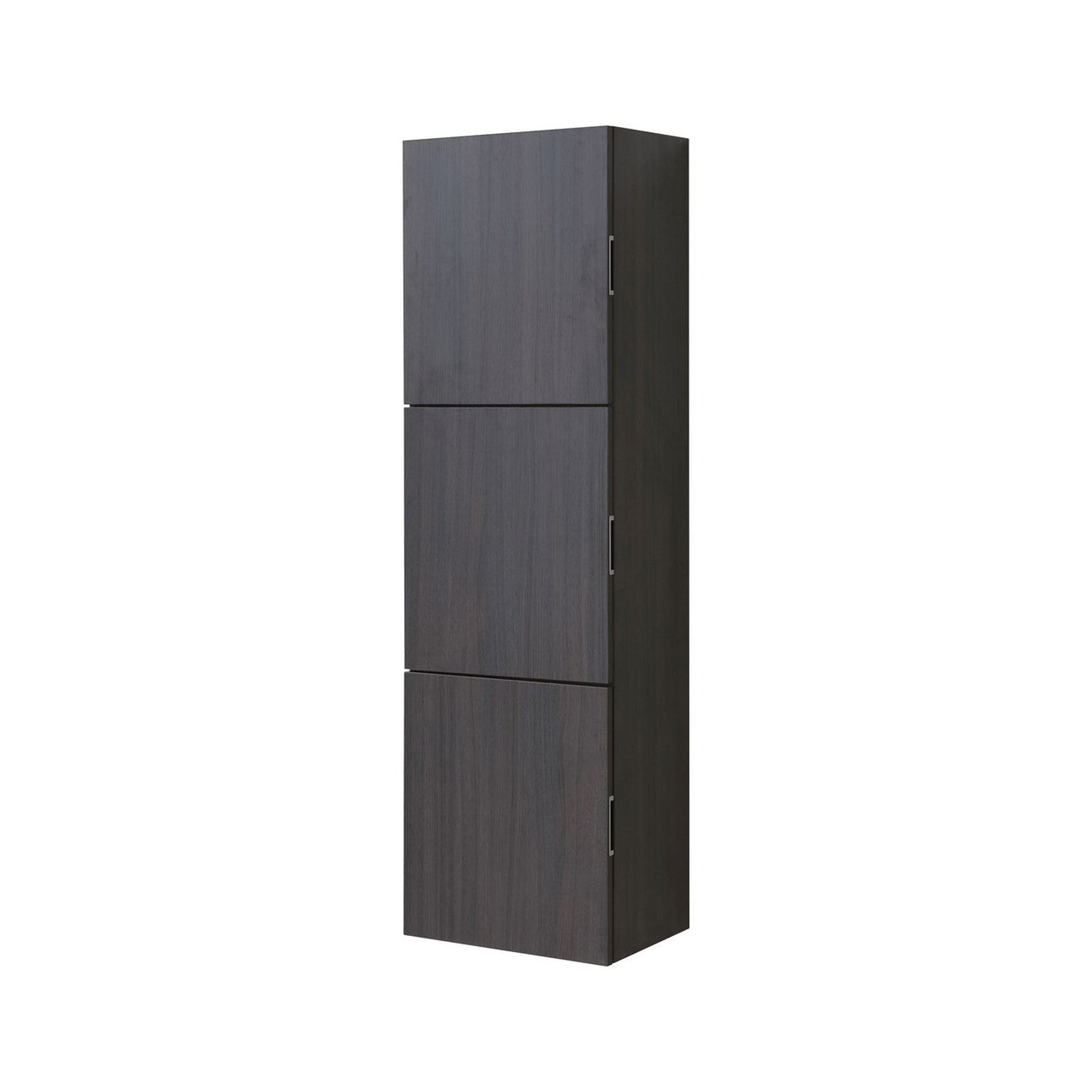 KubeBath, KubeBath Bliss 18"x 59" Gray Oak Wood Veneer Linen Side Cabinet With Three Storage Areas