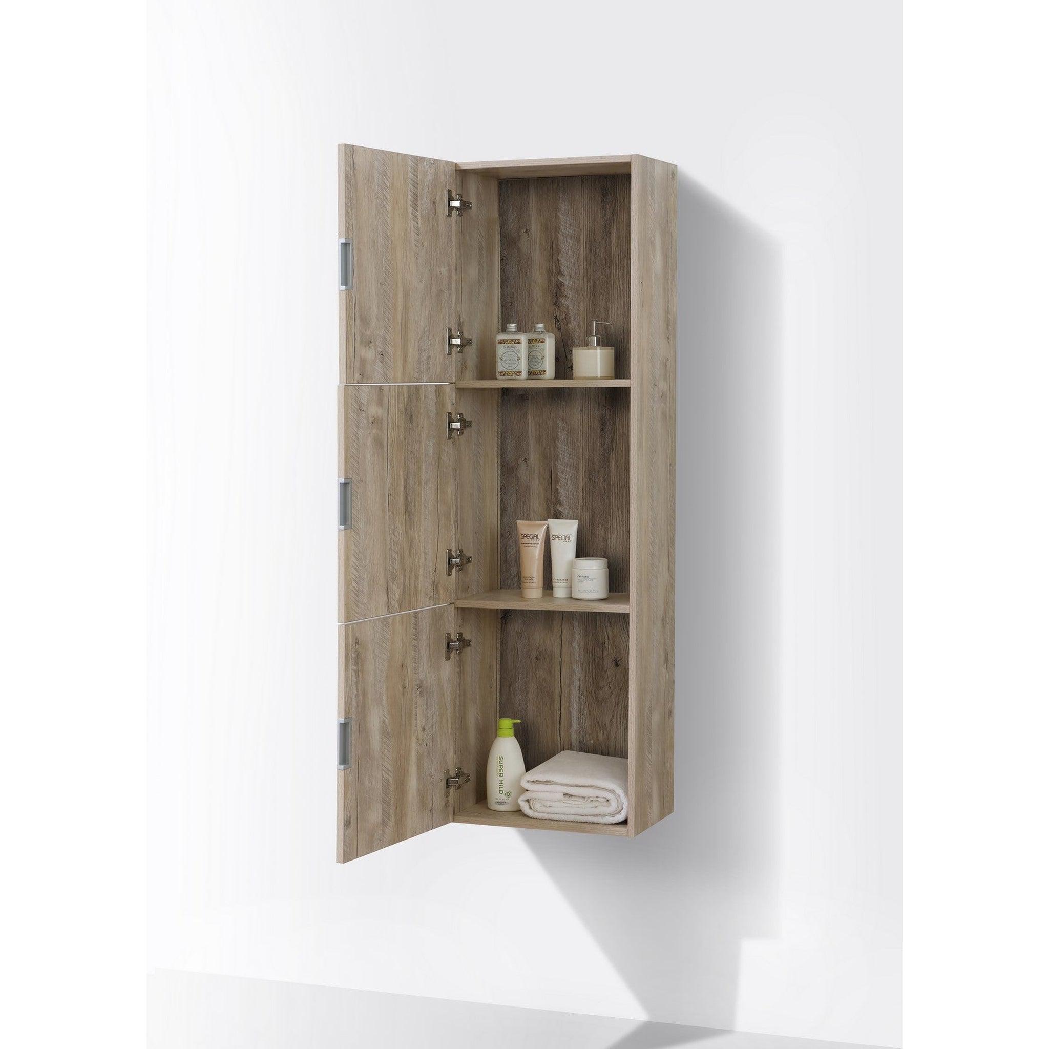 KubeBath, KubeBath Bliss 18"x 59" Nature Wood Linen Side Cabinet With Three Storage Areas