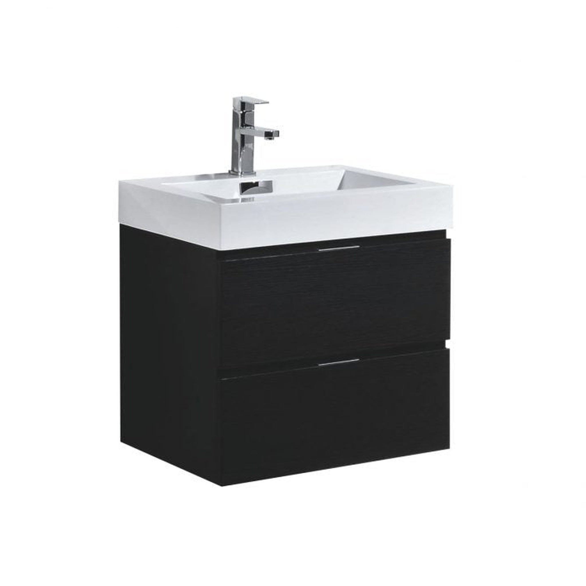 KubeBath, KubeBath Bliss 24" Blac Wall-Mounted Modern Bathroom Vanity With Single Integrated Acrylic Sink With Overflow