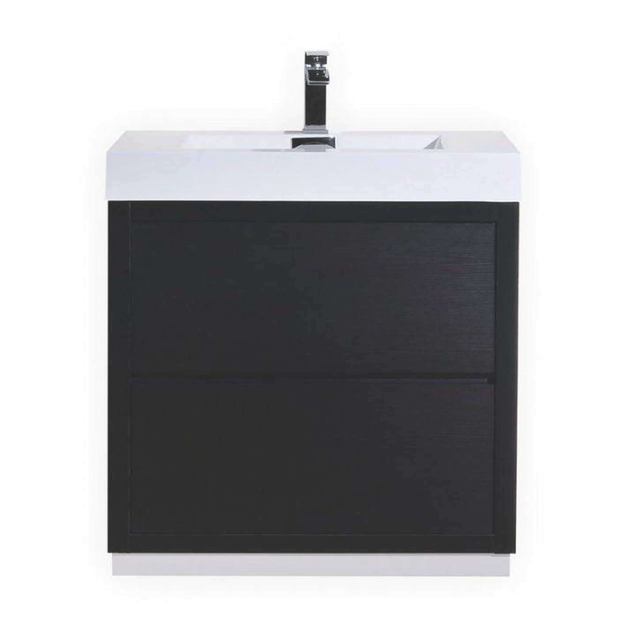 KubeBath, KubeBath Bliss 30" Black Freestanding Modern Bathroom Vanity With Single Integrated Acrylic Sink With Overflow