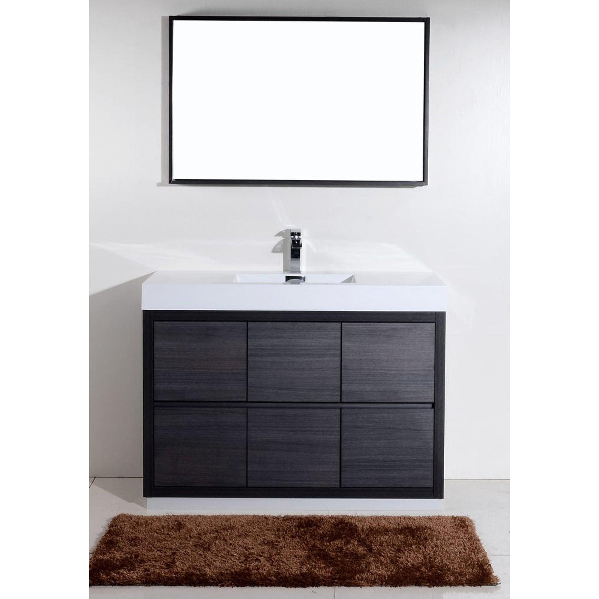 KubeBath, KubeBath Bliss 48" Gray Oak Freestanding Modern Bathroom Vanity With Single Integrated Acrylic Sink With Overflow