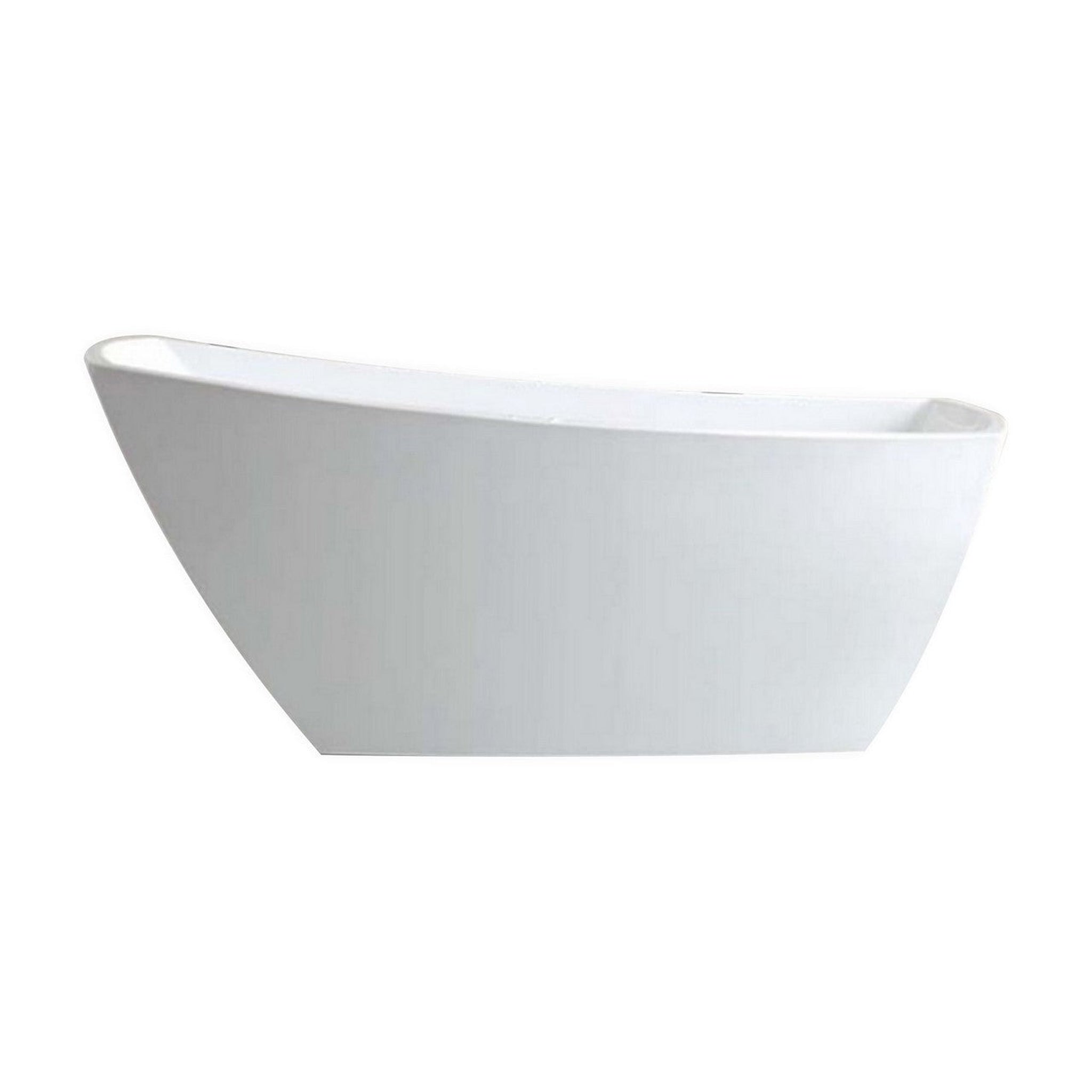 KubeBath, KubeBath Kube Solato 67" White Acrylic Freestanding Bathtub With Slim Rectangular Overflow and Brass Pop-Up Drain