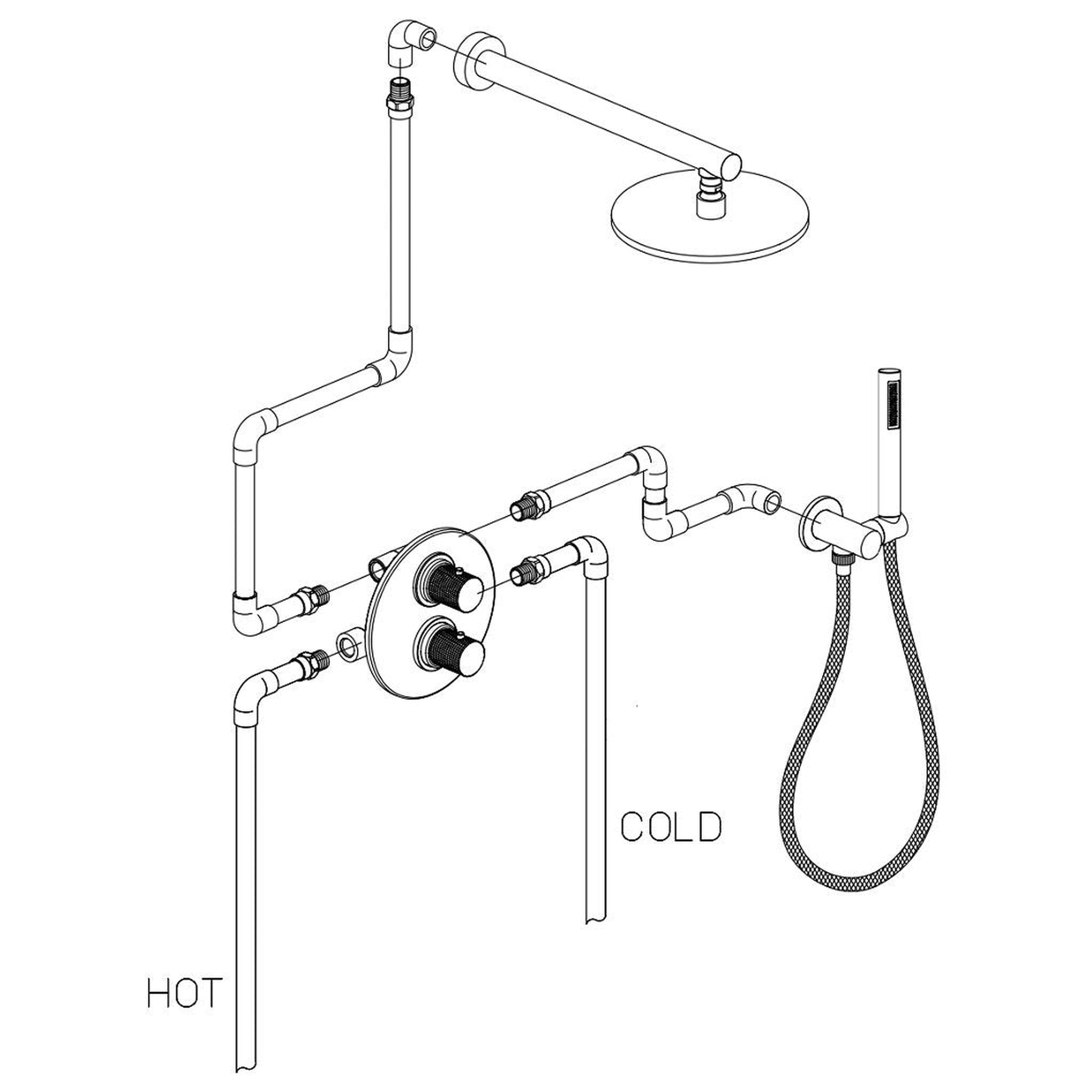 LaToscana by Paini, LaToscana Alessandra Chrome Thermostatic Shower Kit With Handheld Shower