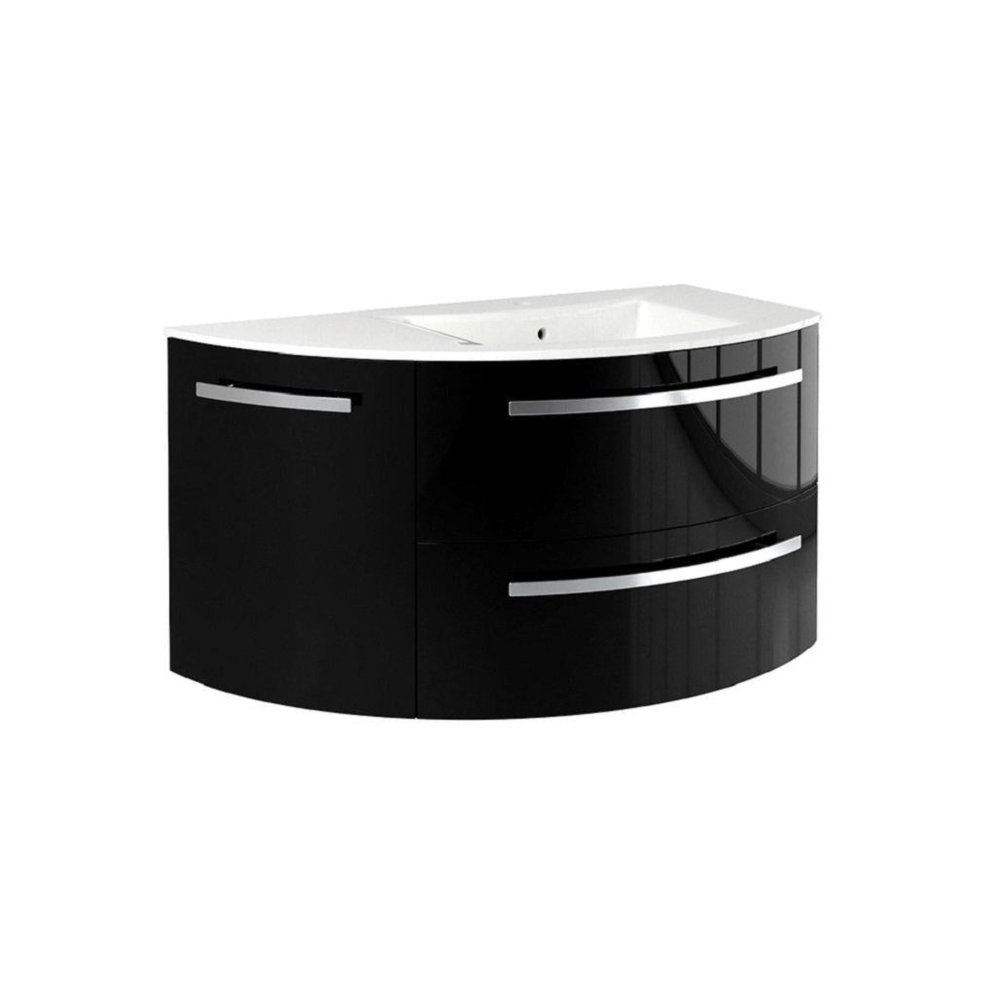 LaToscana by Paini, LaToscana Ameno 38" Black Wall-Mounted Vanity Set With Left Rounded Cabinet