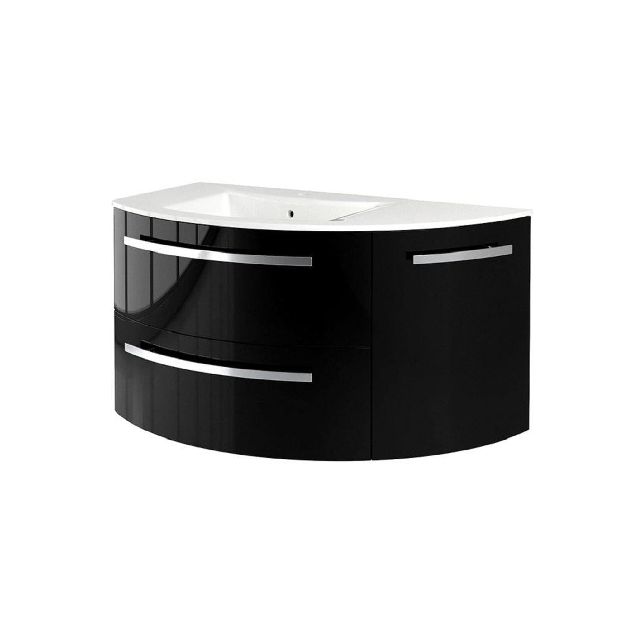 LaToscana by Paini, LaToscana Ameno 38" Black Wall-Mounted Vanity Set With Right Rounded Cabinet