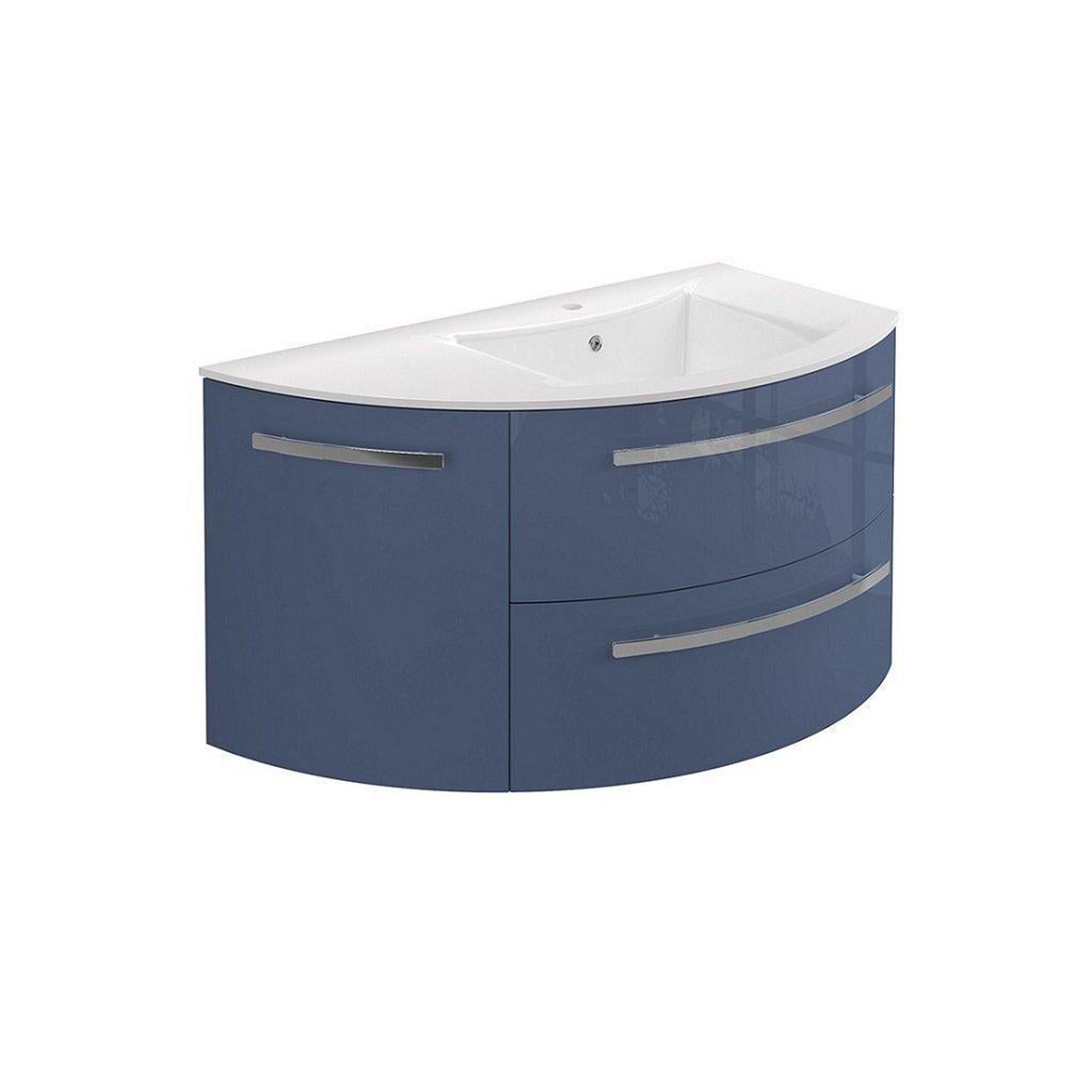 LaToscana by Paini, LaToscana Ameno 38" Blue Distante Wall-Mounted Vanity Set With Left Rounded Cabinet