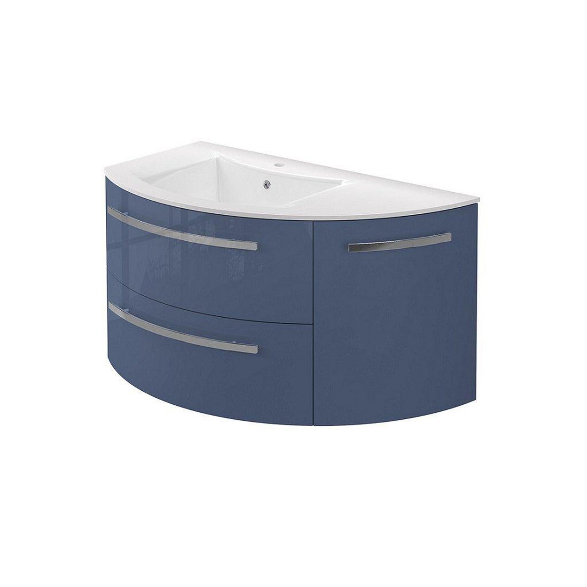 LaToscana by Paini, LaToscana Ameno 38" Blue Distante Wall-Mounted Vanity Set With Right Rounded Cabinet