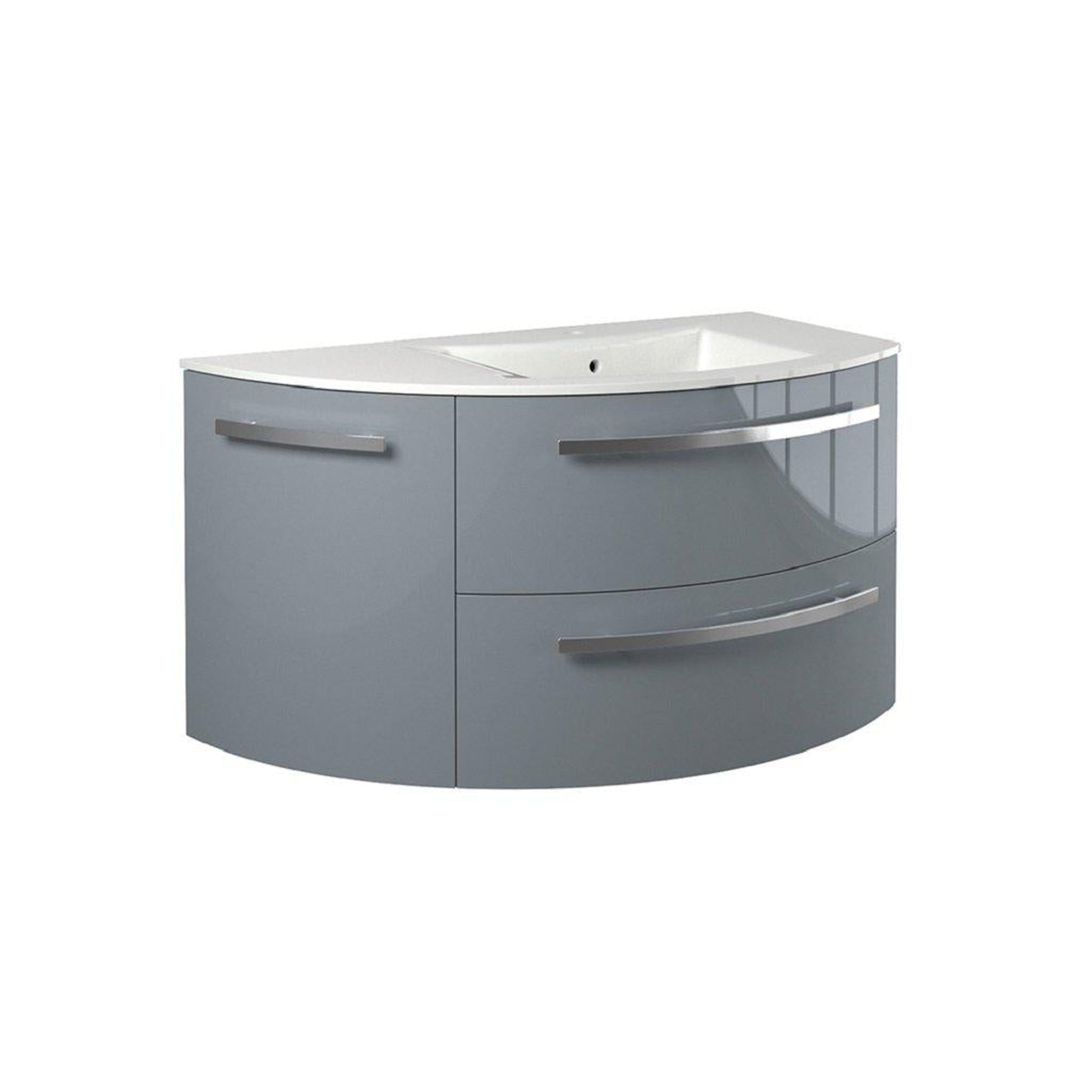 LaToscana by Paini, LaToscana Ameno 38" Gray Wall-Mounted Vanity Set With Left Rounded Cabinet