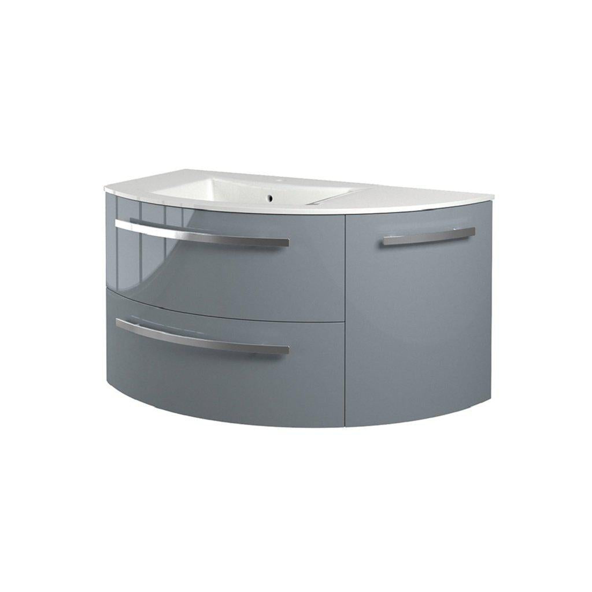 LaToscana by Paini, LaToscana Ameno 38" Gray Wall-Mounted Vanity Set With Right Rounded Cabinet