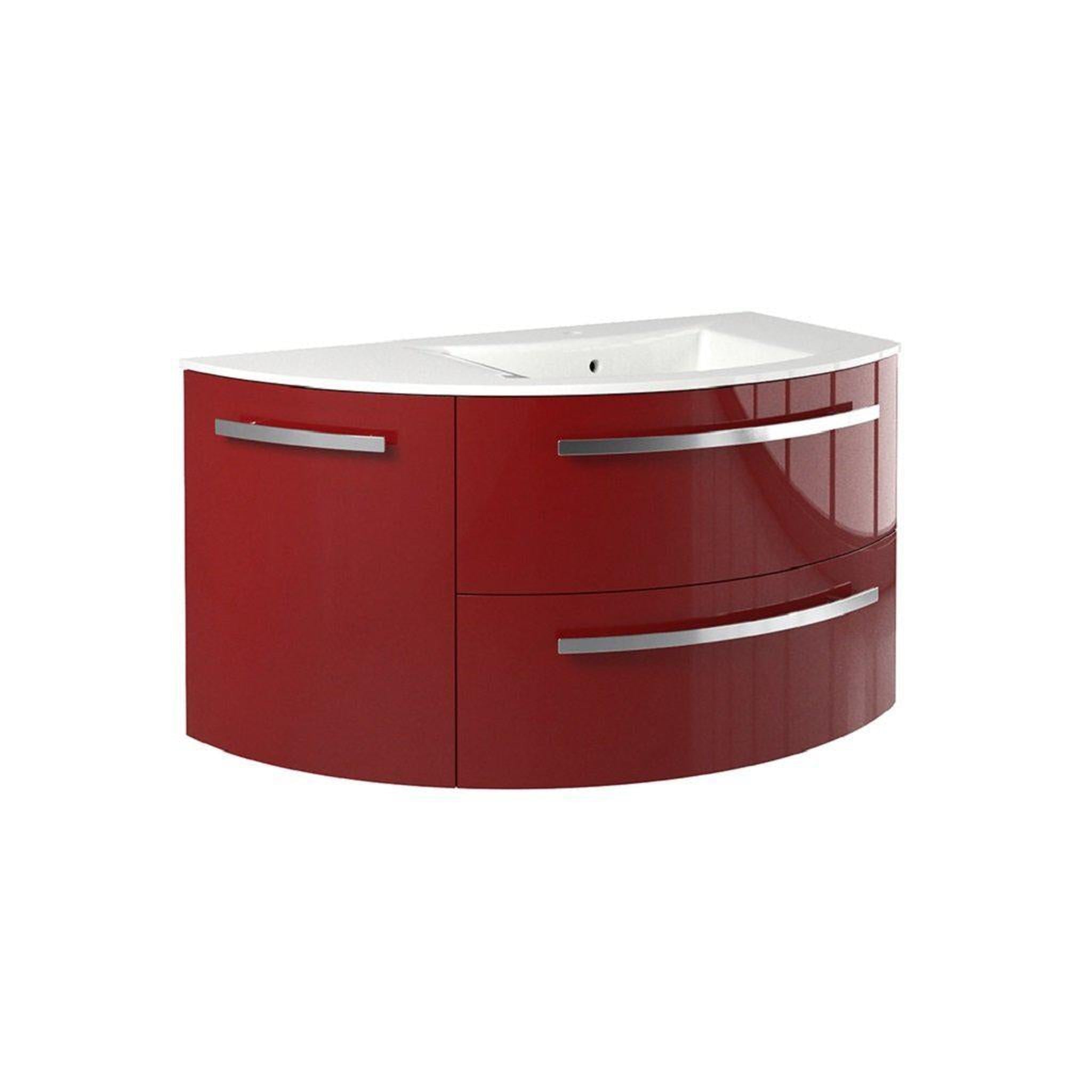 LaToscana by Paini, LaToscana Ameno 38" Red Wall-Mounted Vanity Set With Left Rounded Cabinet