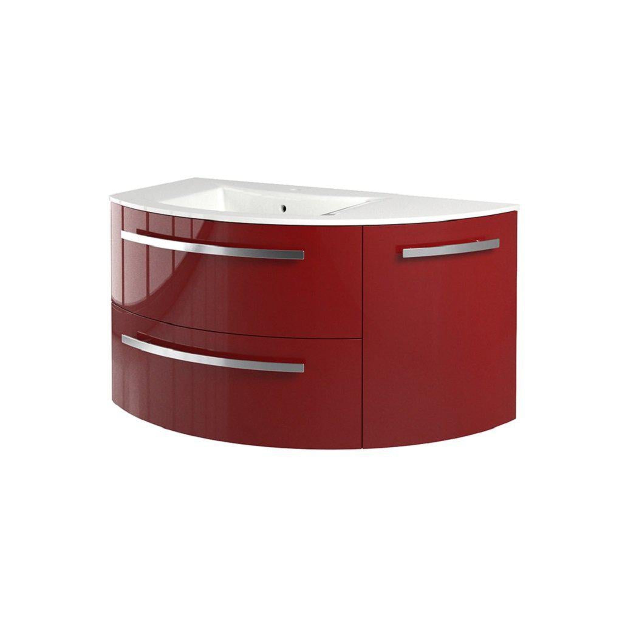 LaToscana by Paini, LaToscana Ameno 38" Red Wall-Mounted Vanity Set With Right Rounded Cabinet