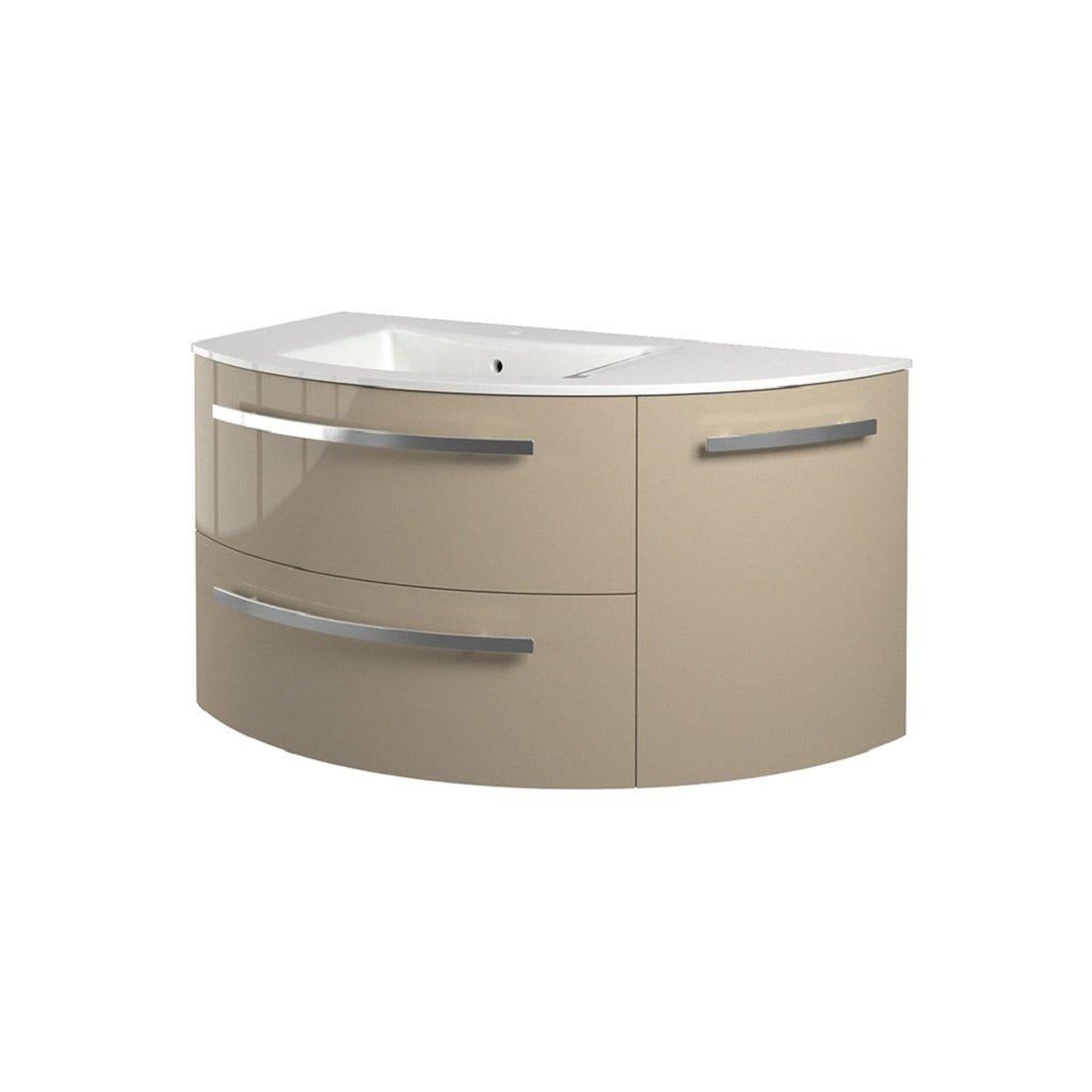 LaToscana by Paini, LaToscana Ameno 38" Sand Wall-Mounted Vanity Set With Right Rounded Cabinet