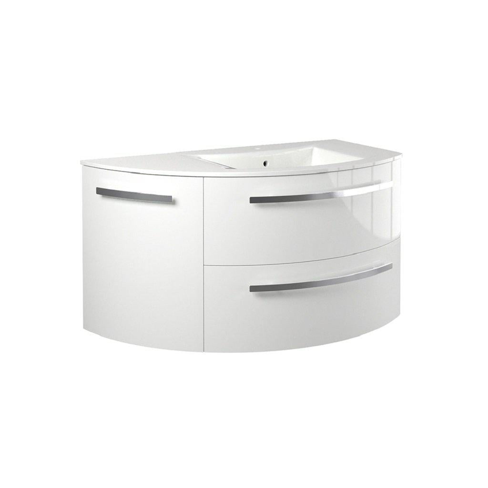 LaToscana by Paini, LaToscana Ameno 38" White Wall-Mounted Vanity Set With Left Rounded Cabinet