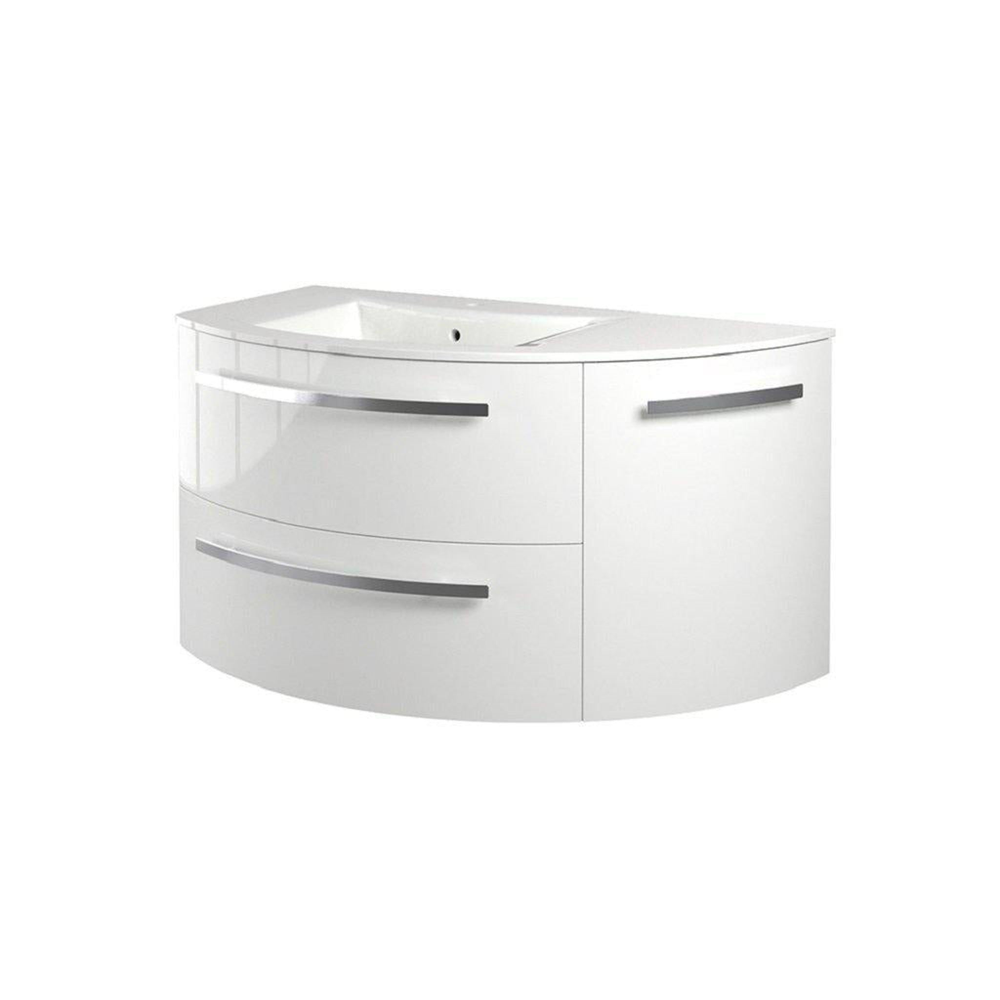 LaToscana by Paini, LaToscana Ameno 38" White Wall-Mounted Vanity Set With Right Rounded Cabinet