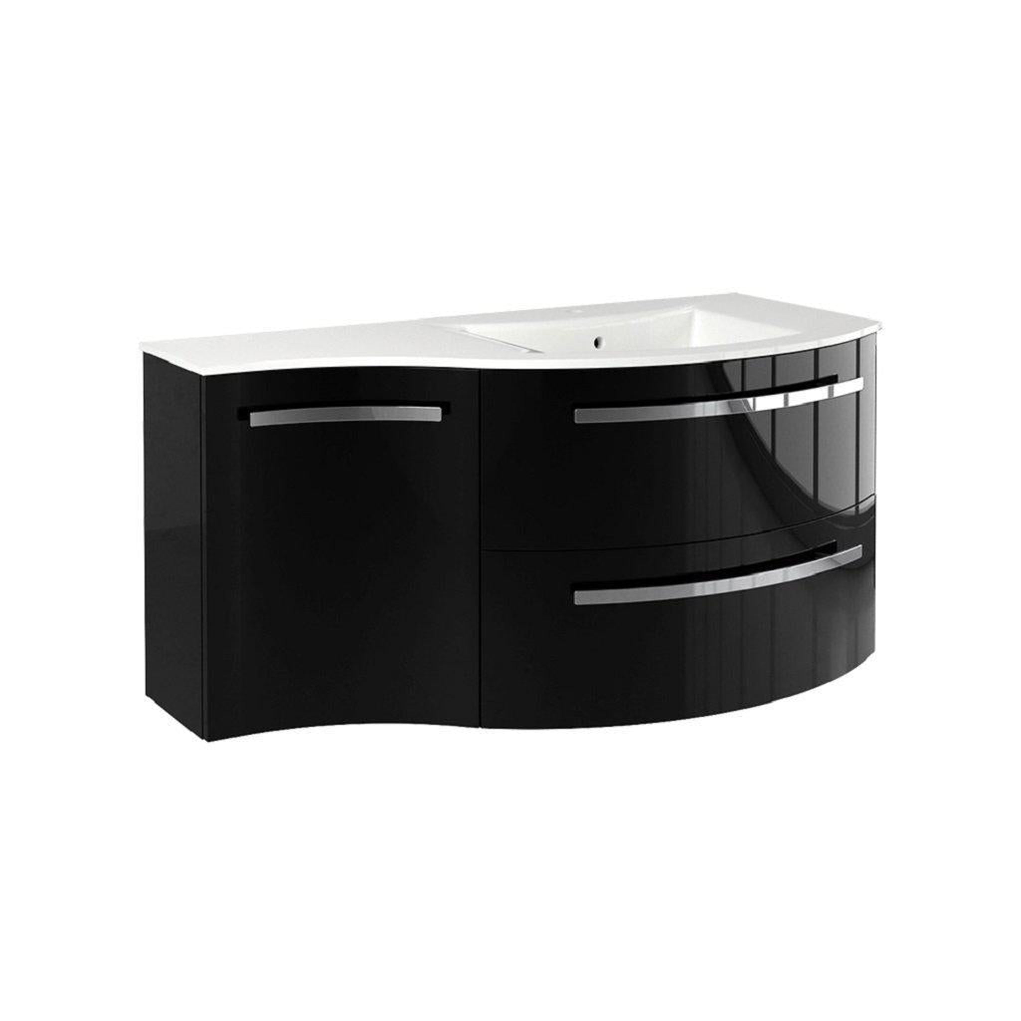 LaToscana by Paini, LaToscana Ameno 43" Black Wall-Mounted Vanity Set With Left Concave Cabinet