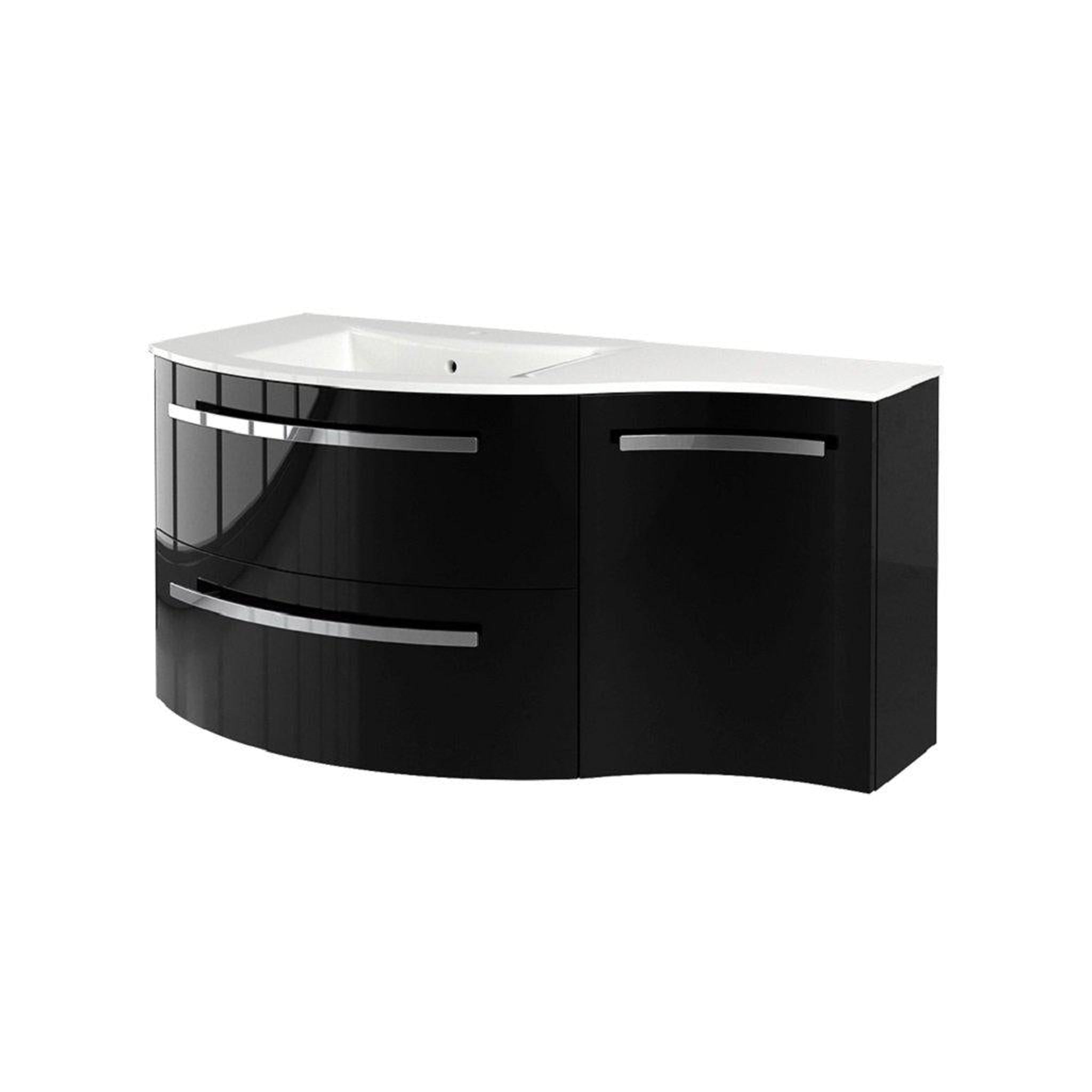 LaToscana by Paini, LaToscana Ameno 43" Black Wall-Mounted Vanity Set With Right Concave Cabinet