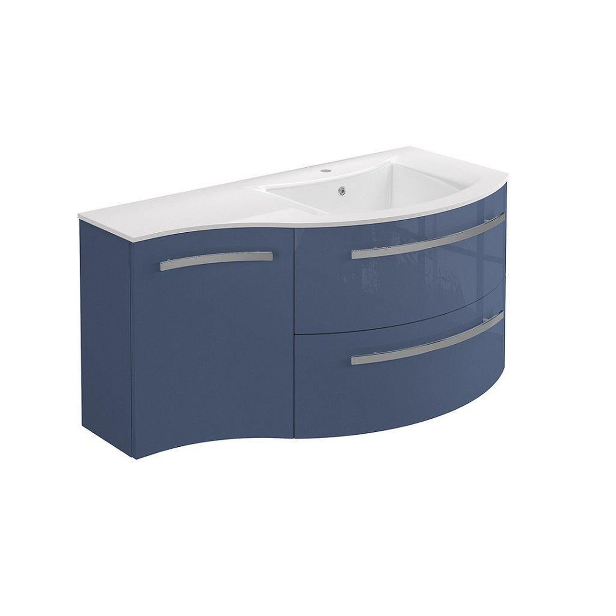 LaToscana by Paini, LaToscana Ameno 43" Blue Distante Wall-Mounted Vanity Set With Left Concave Cabinet