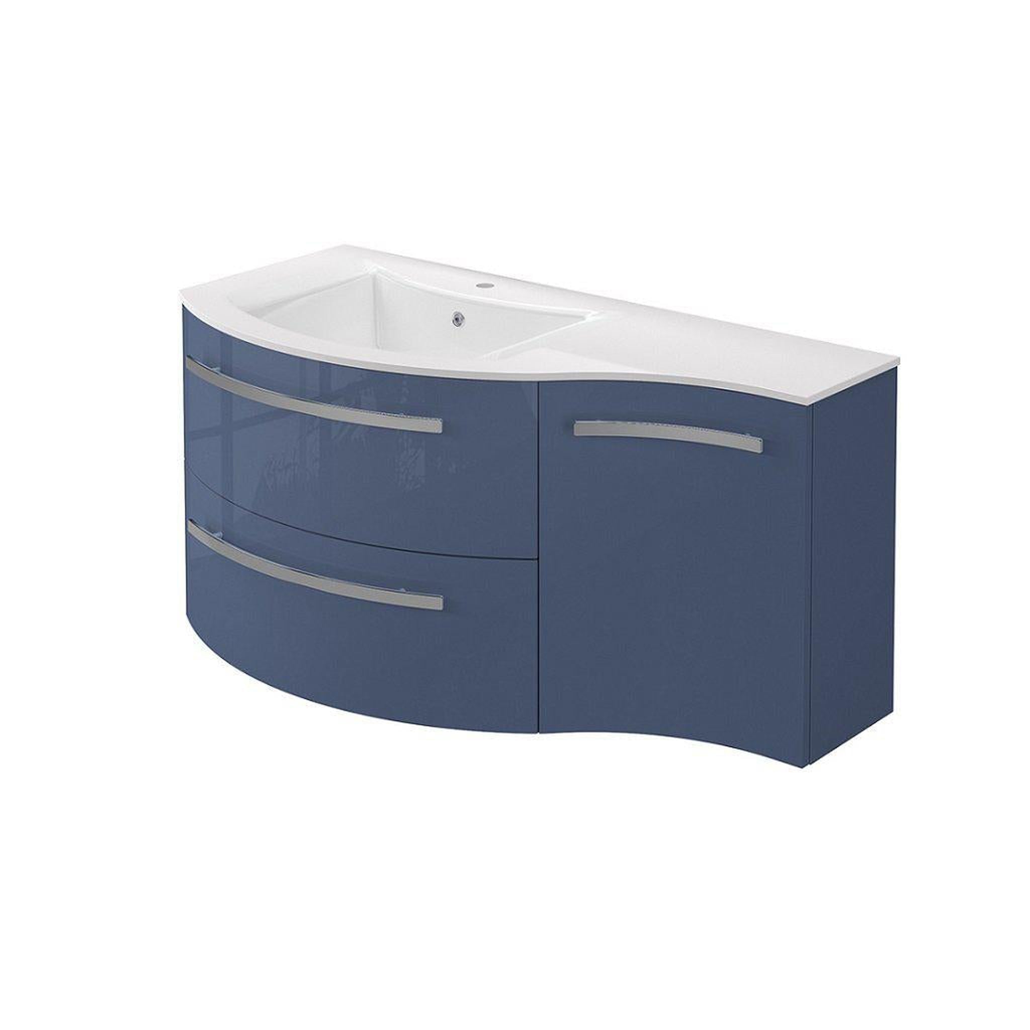 LaToscana by Paini, LaToscana Ameno 43" Blue Distante Wall-Mounted Vanity Set With Right Concave Cabinet