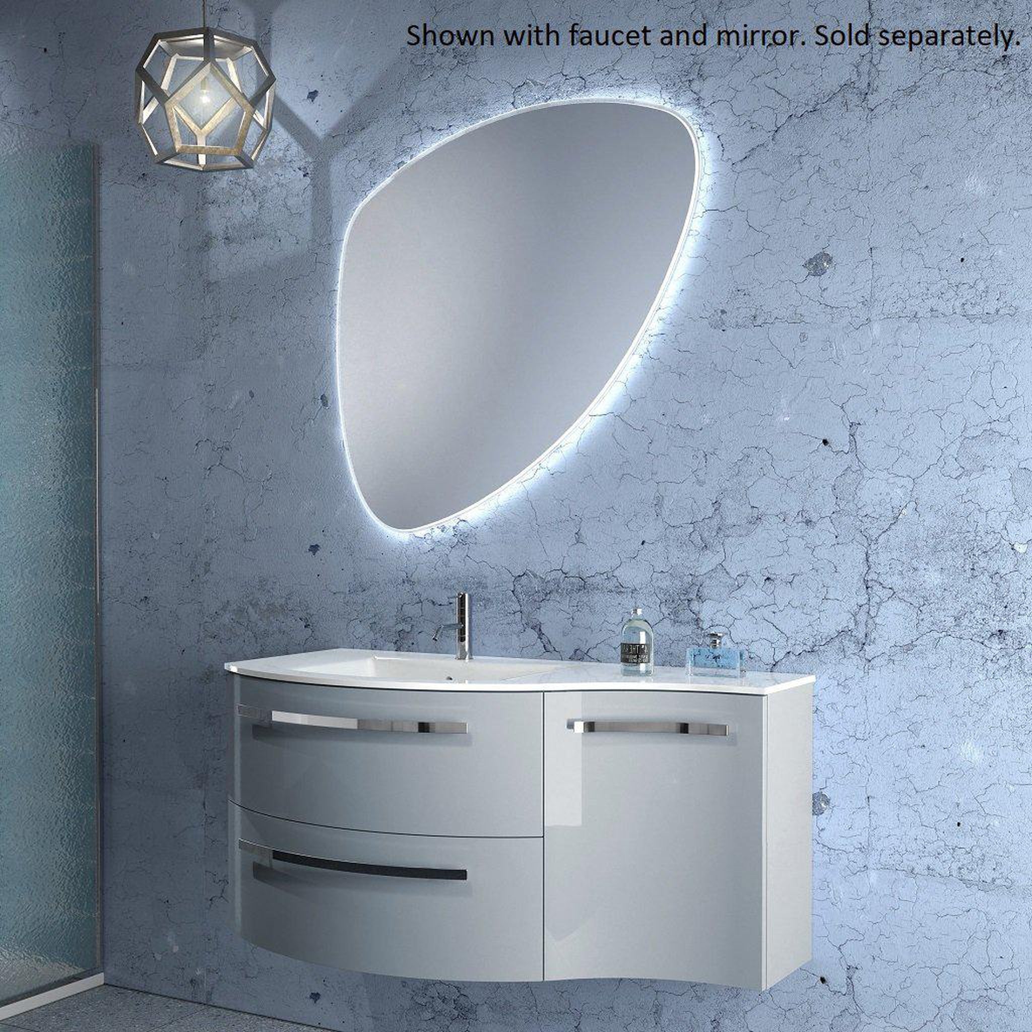 LaToscana by Paini, LaToscana Ameno 43" Gray Wall-Mounted Vanity Set With Right Concave Cabinet