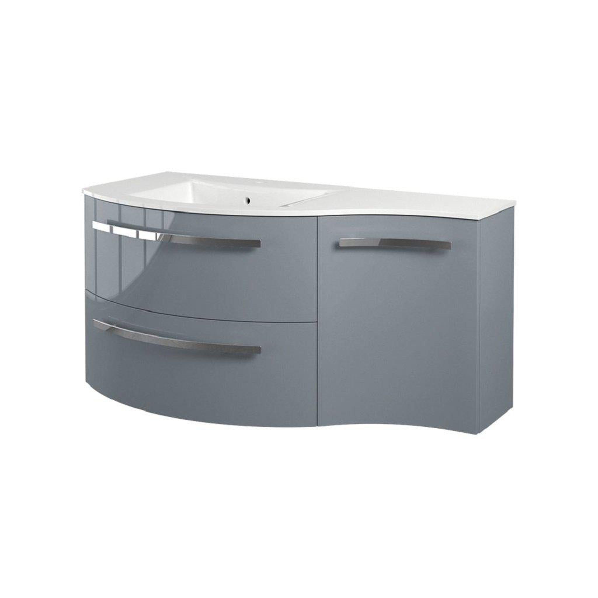 LaToscana by Paini, LaToscana Ameno 43" Gray Wall-Mounted Vanity Set With Right Concave Cabinet