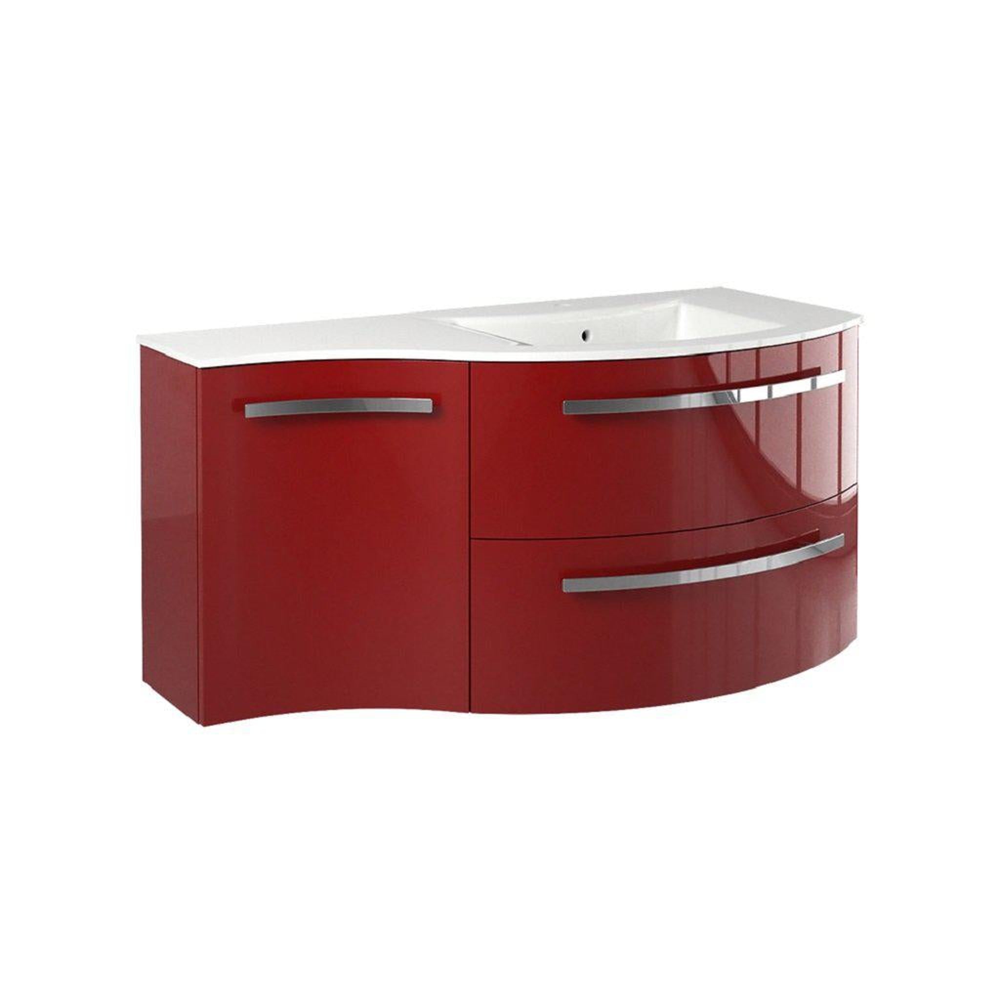 LaToscana by Paini, LaToscana Ameno 43" Red Wall-Mounted Vanity Set With Left Concave Cabinet