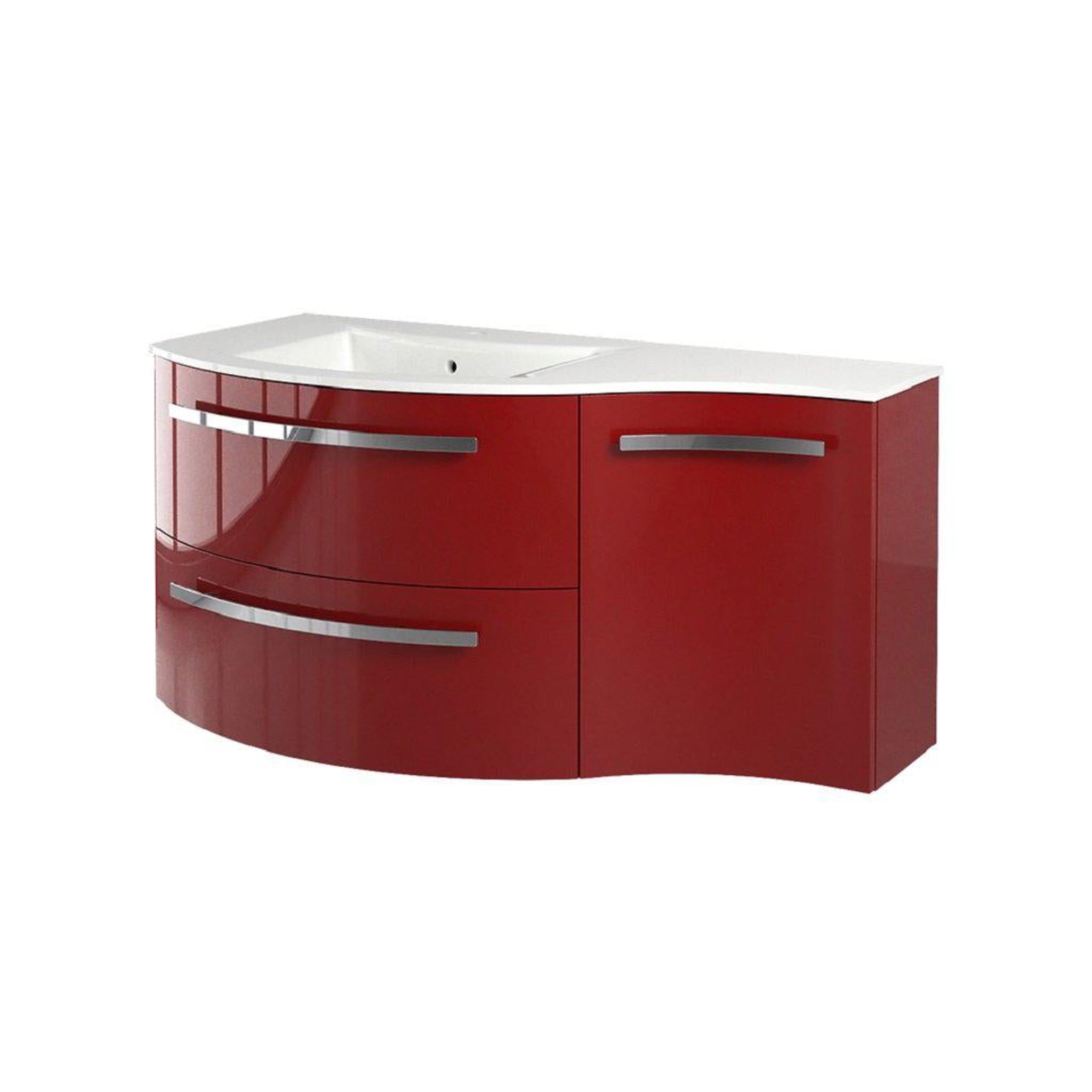 LaToscana by Paini, LaToscana Ameno 43" Red Wall-Mounted Vanity Set With Right Concave Cabinet