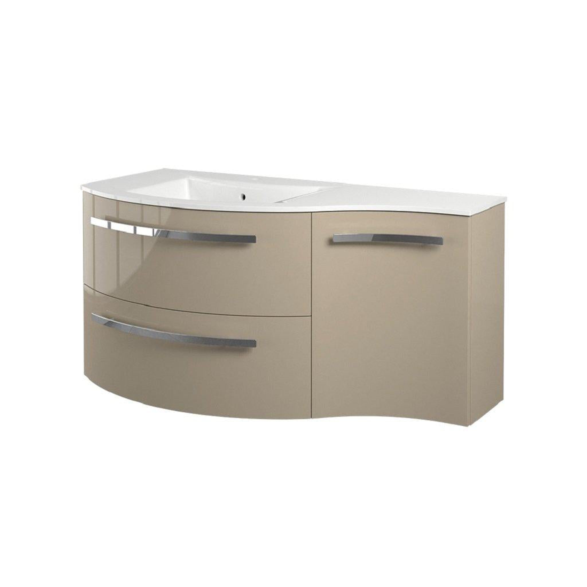 LaToscana by Paini, LaToscana Ameno 43" Sand Wall-Mounted Vanity Set With Right Concave Cabinet