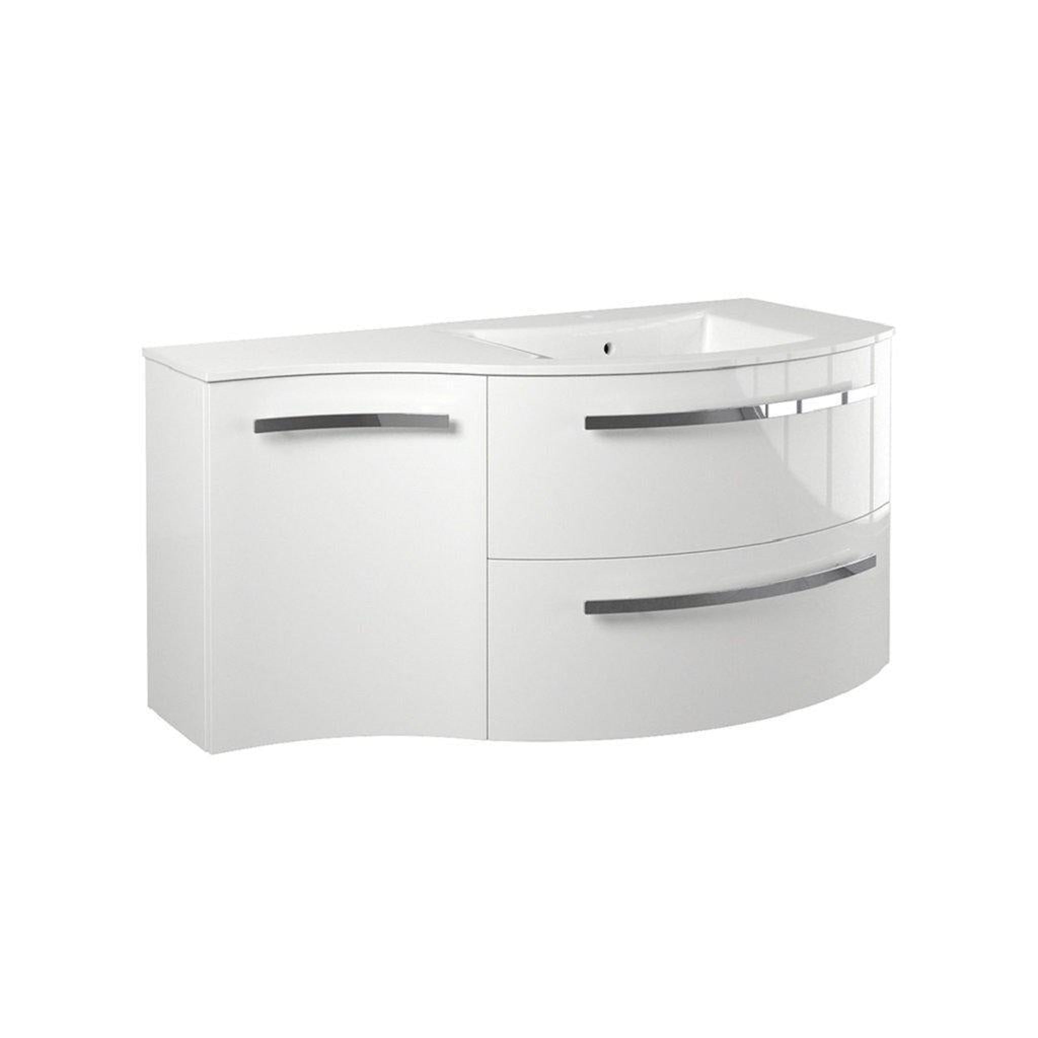 LaToscana by Paini, LaToscana Ameno 43" White Wall-Mounted Vanity Set With Left Concave Cabinet