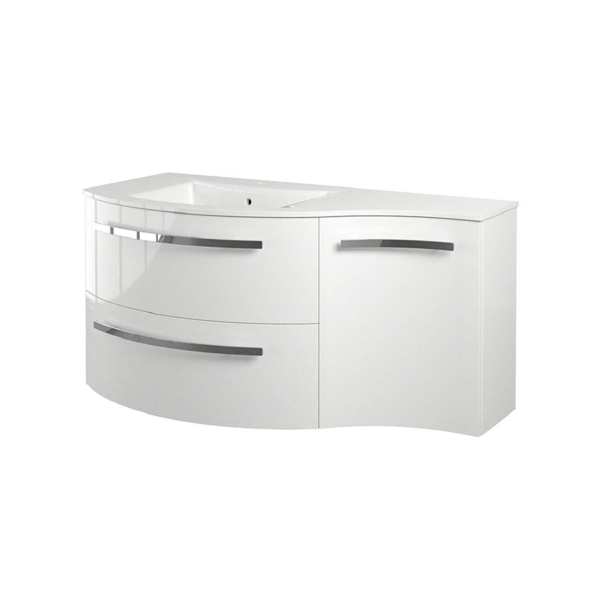 LaToscana by Paini, LaToscana Ameno 43" White Wall-Mounted Vanity Set With Right Concave Cabinet