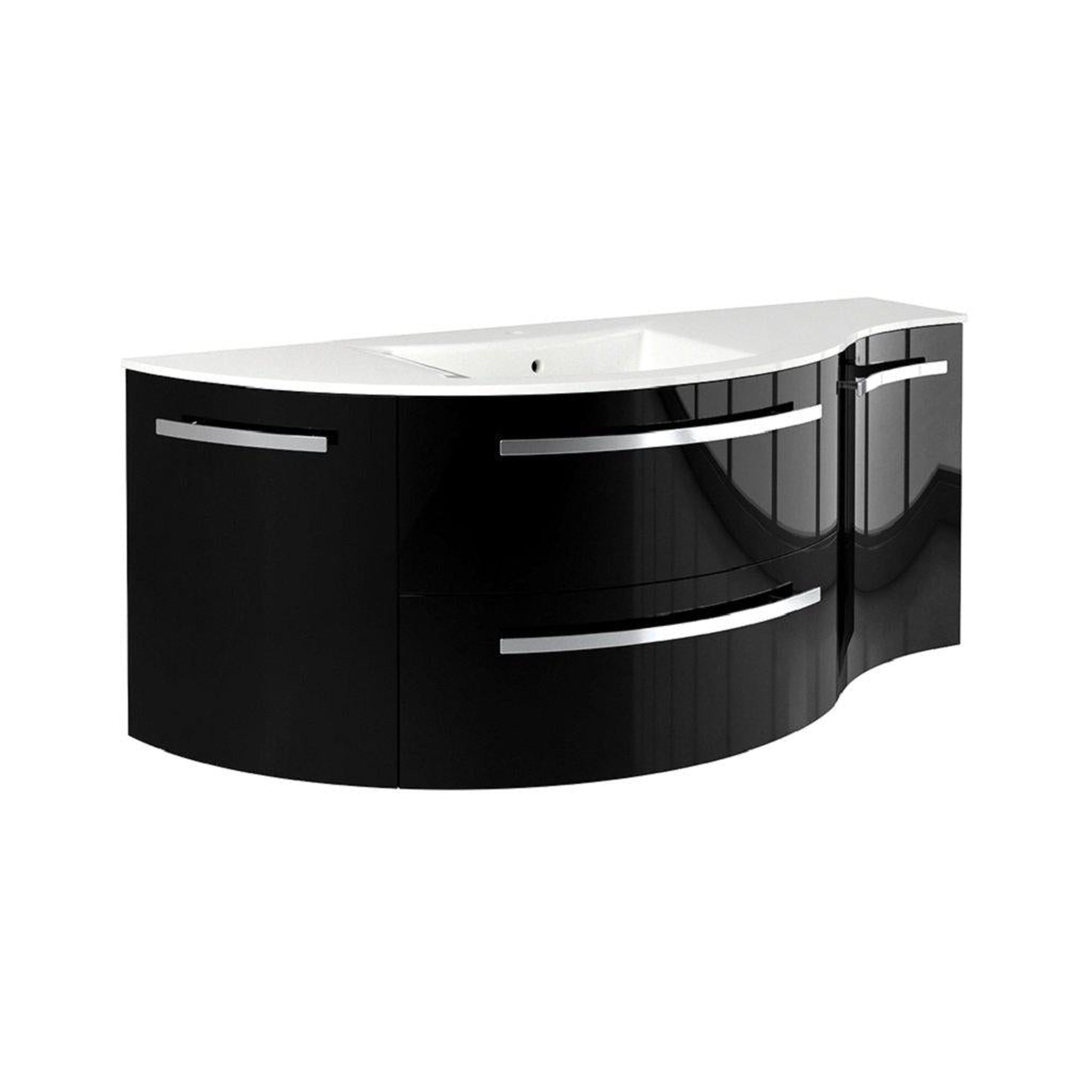 LaToscana by Paini, LaToscana Ameno 52" Black Wall-Mounted Vanity Set With Left Rounded & Right Concave Cabinets