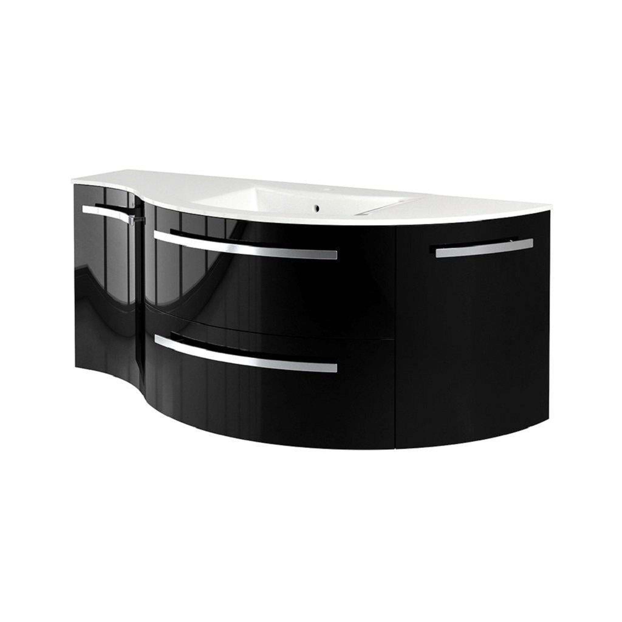 LaToscana by Paini, LaToscana Ameno 52" Black Wall-Mounted Vanity Set With Right Rounded & Left Concave Cabinets