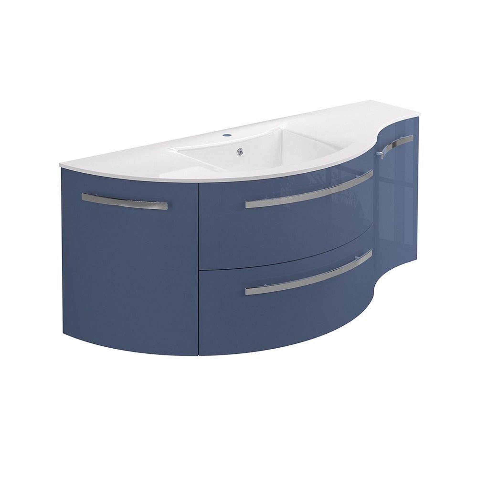 LaToscana by Paini, LaToscana Ameno 52" Blue Distante Wall-Mounted Vanity Set With Left Rounded & Right Concave Cabinets