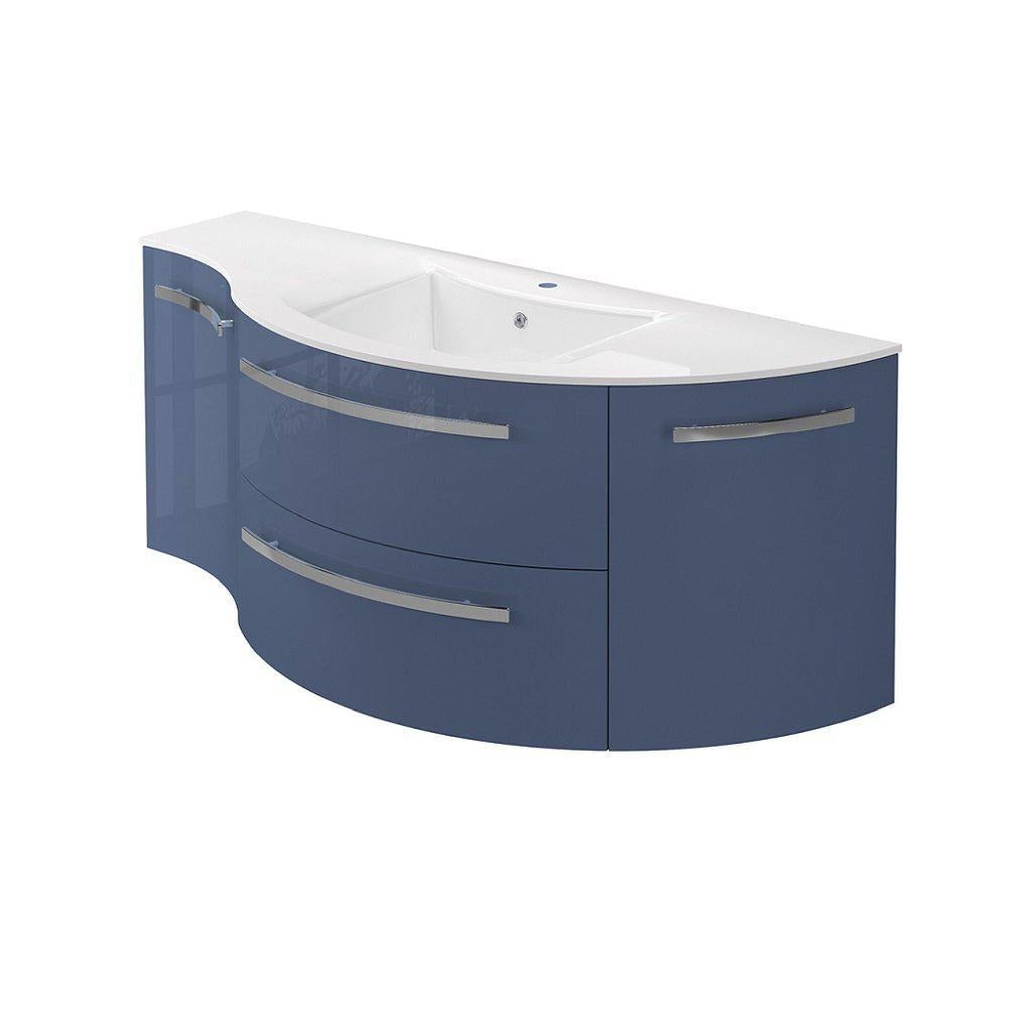 LaToscana by Paini, LaToscana Ameno 52" Blue Distante Wall-Mounted Vanity Set With Right Rounded & Left Concave Cabinets