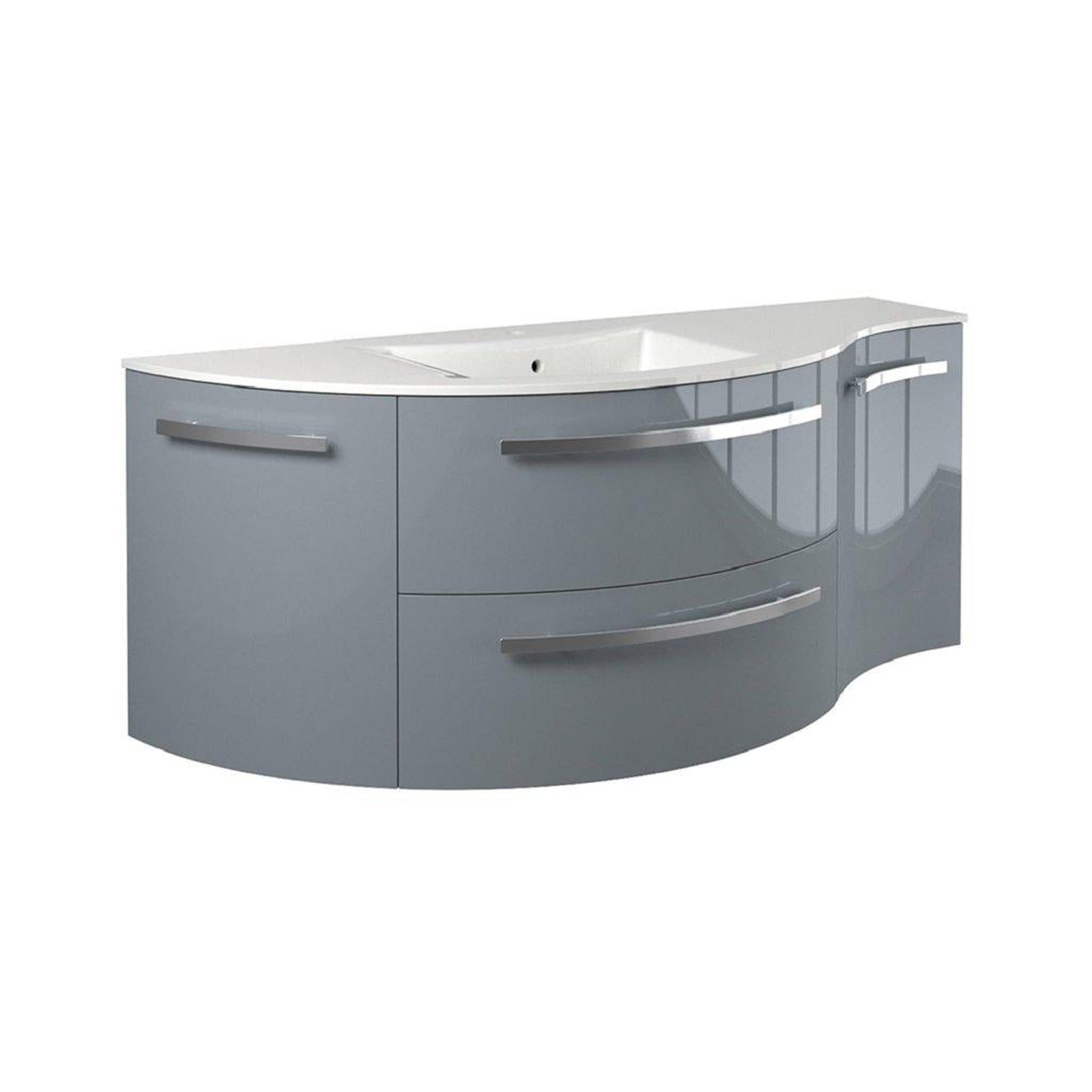 LaToscana by Paini, LaToscana Ameno 52" Gray Wall-Mounted Vanity Set With Left Rounded & Right Concave Cabinets