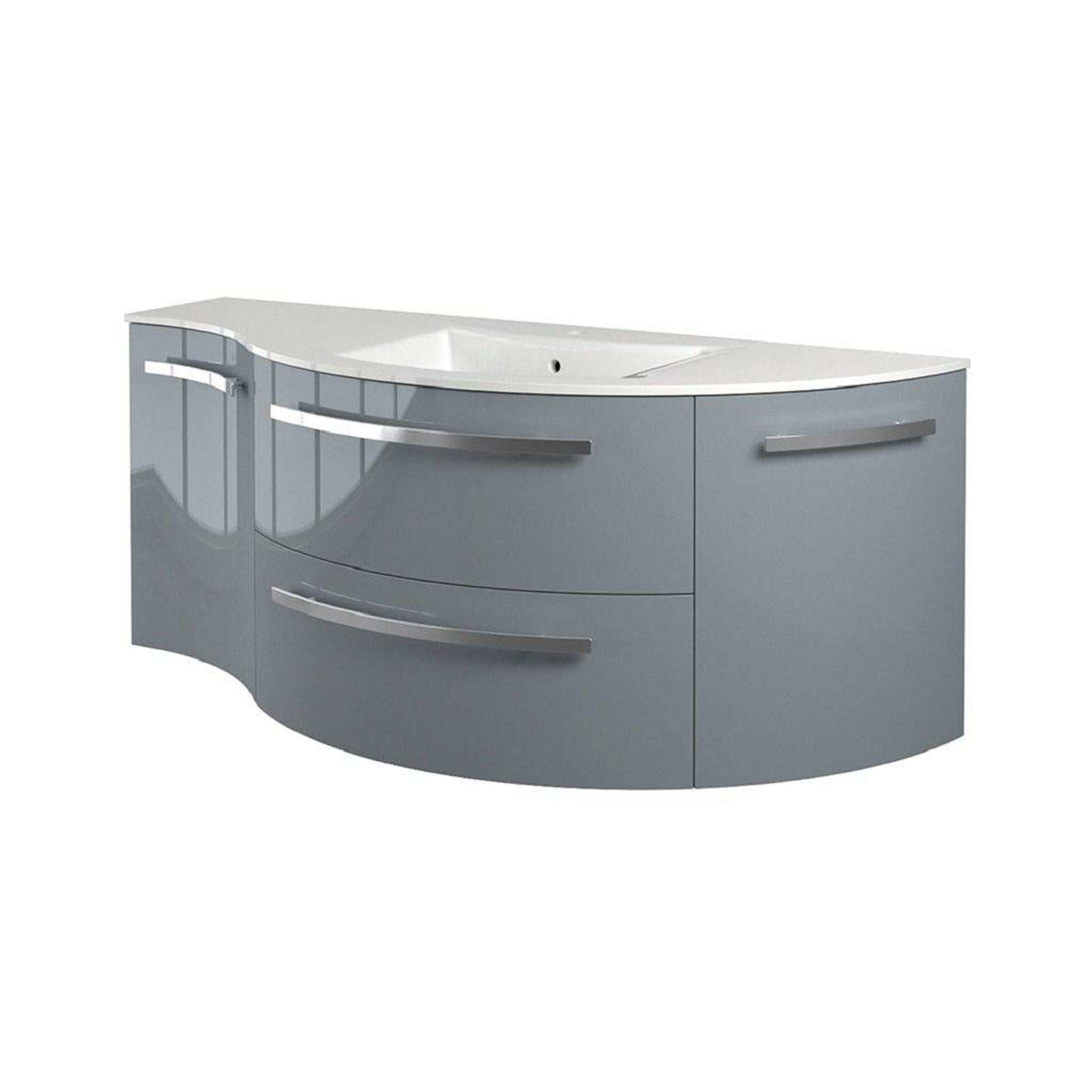 LaToscana by Paini, LaToscana Ameno 52" Gray Wall-Mounted Vanity Set With Right Rounded & Left Concave Cabinets