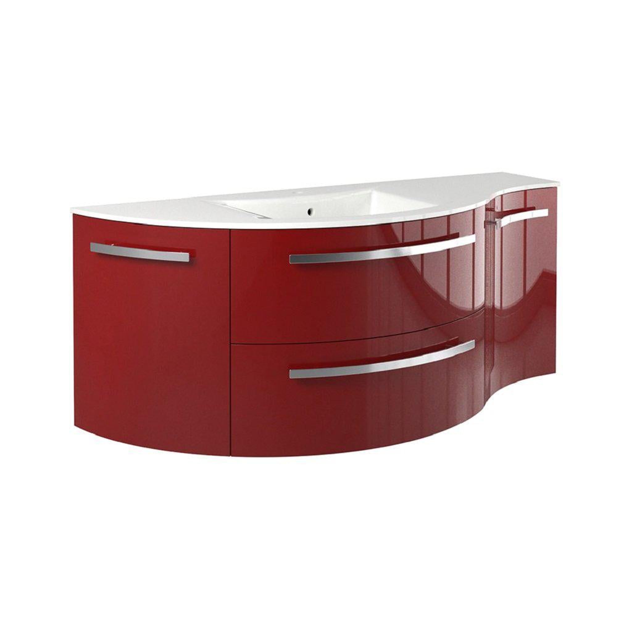 LaToscana by Paini, LaToscana Ameno 52" Red Wall-Mounted Vanity Set With Left Rounded & Right Concave Cabinets