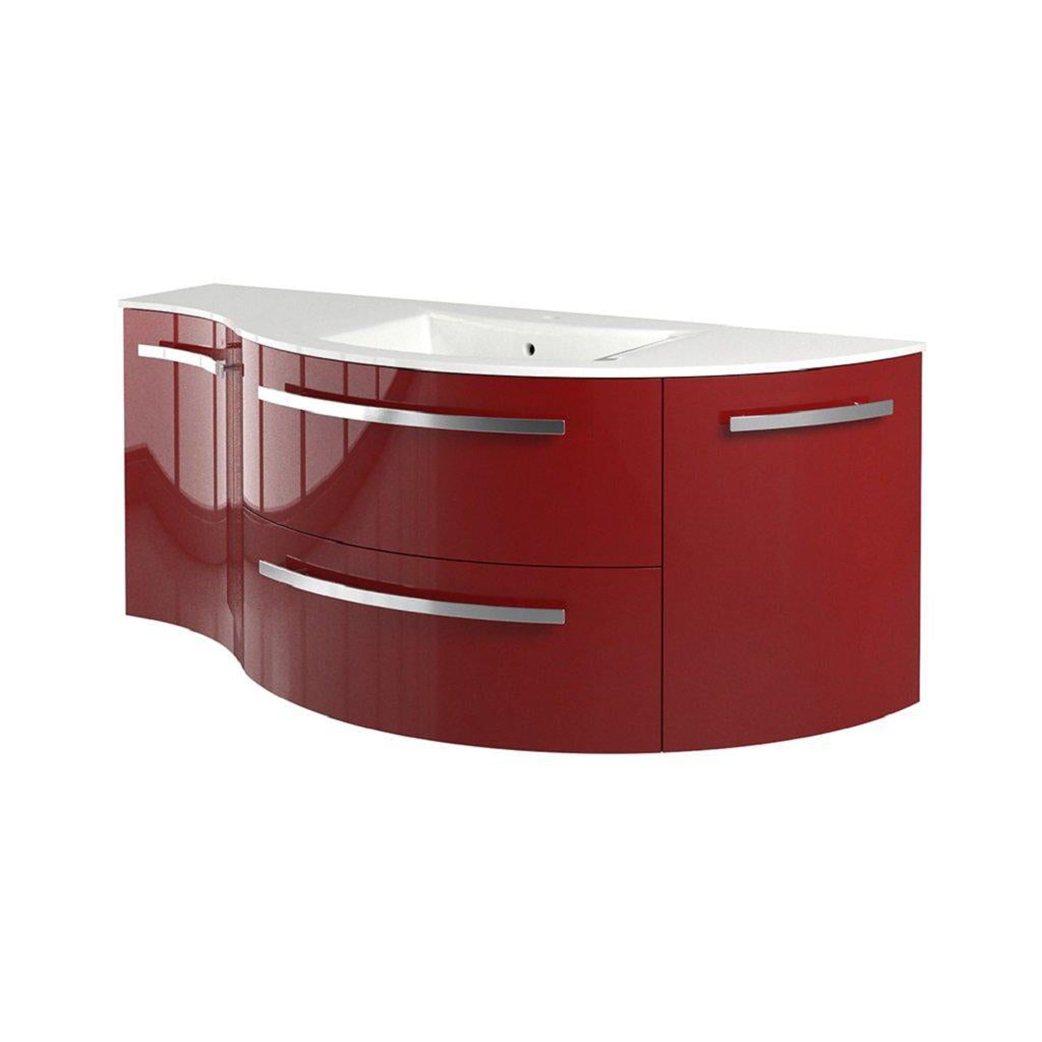 LaToscana by Paini, LaToscana Ameno 52" Red Wall-Mounted Vanity Set With Right Rounded & Left Concave Cabinets