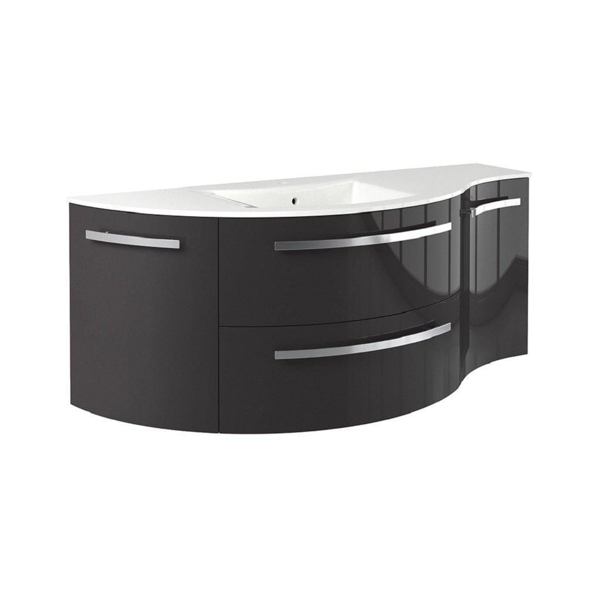 LaToscana by Paini, LaToscana Ameno 52" Slate Wall-Mounted Vanity Set With Left Rounded & Right Concave Cabinets