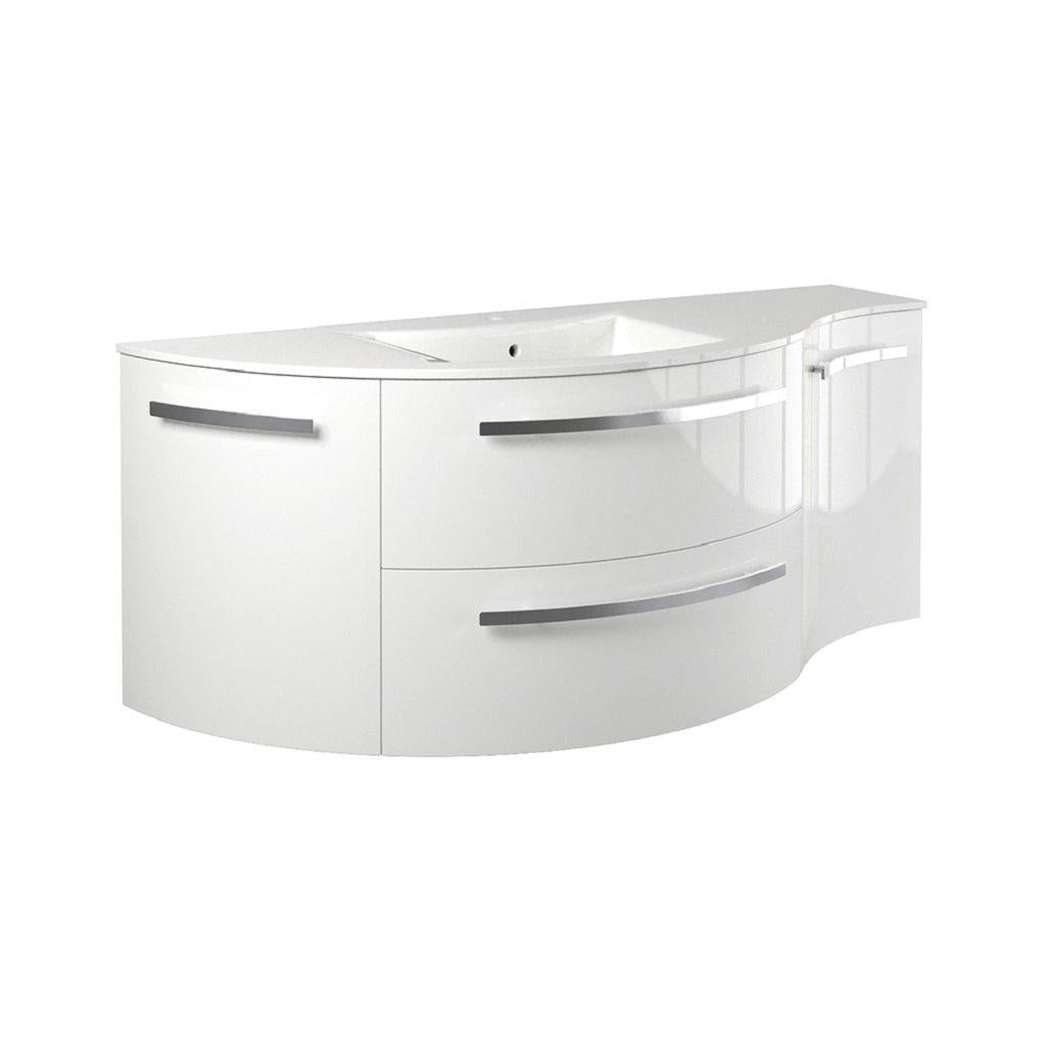 LaToscana by Paini, LaToscana Ameno 52" White Wall-Mounted Vanity Set With Left Rounded & Right Concave Cabinets